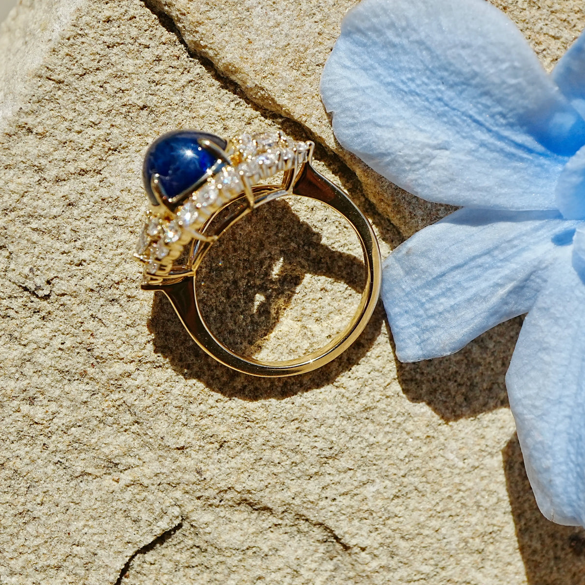 (SOLD) Aegis Eye 6.03 ctw Natural Sapphire & Lab Grown Diamond Ring (One-of-a-Kind)