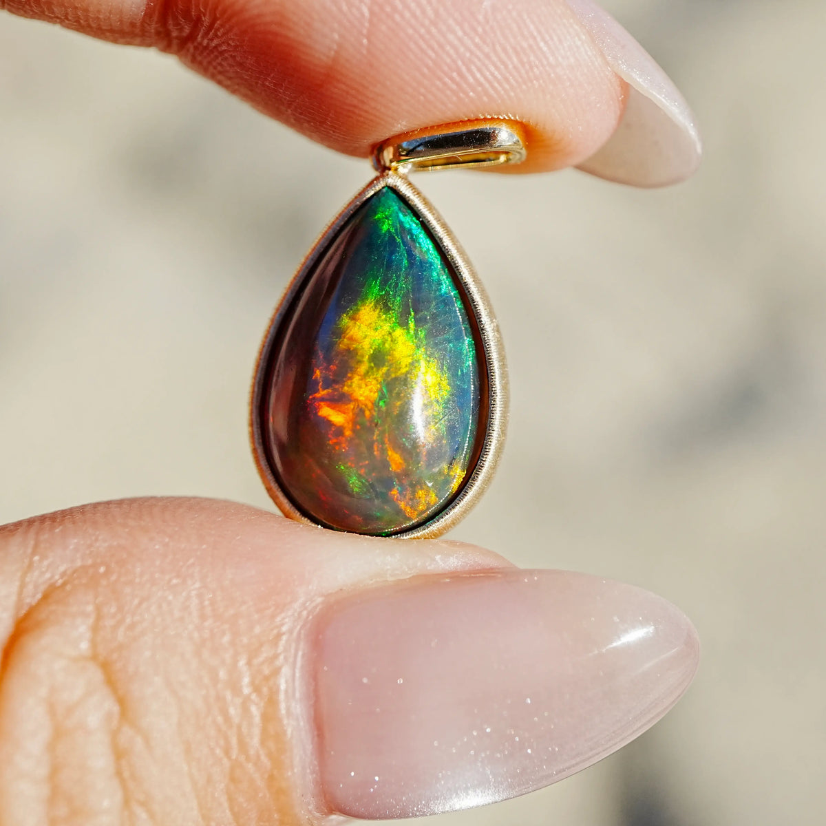 14k yellow gold Vivid Glance 3.97ct Natural Black Opal Diamond charm (One-of-a-Kind)