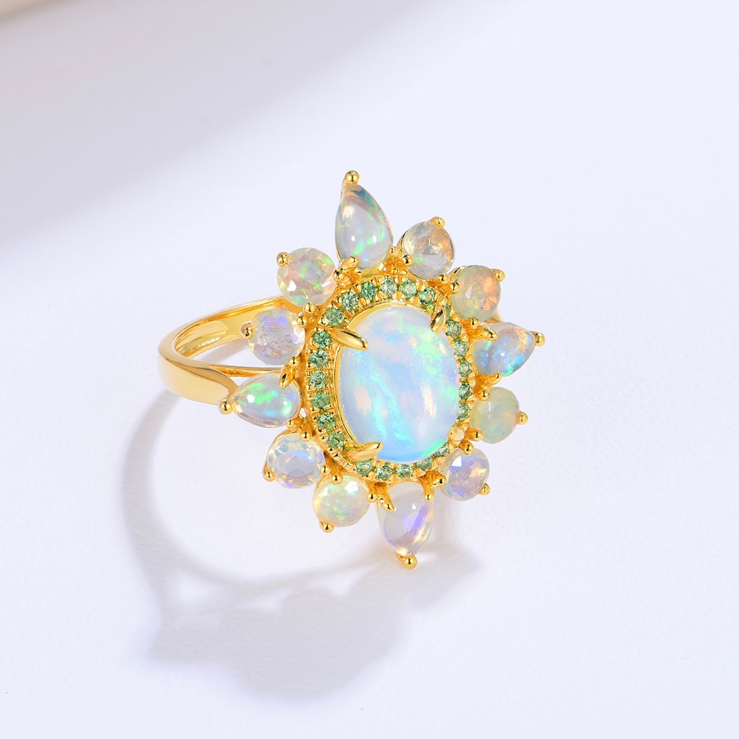 Opal Tsavorite Cocktail Ring