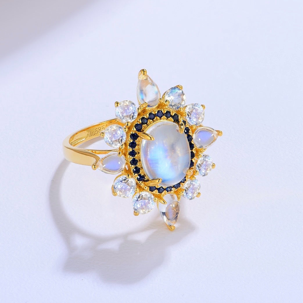 Moonstone Sapphire Cocktail Ring
