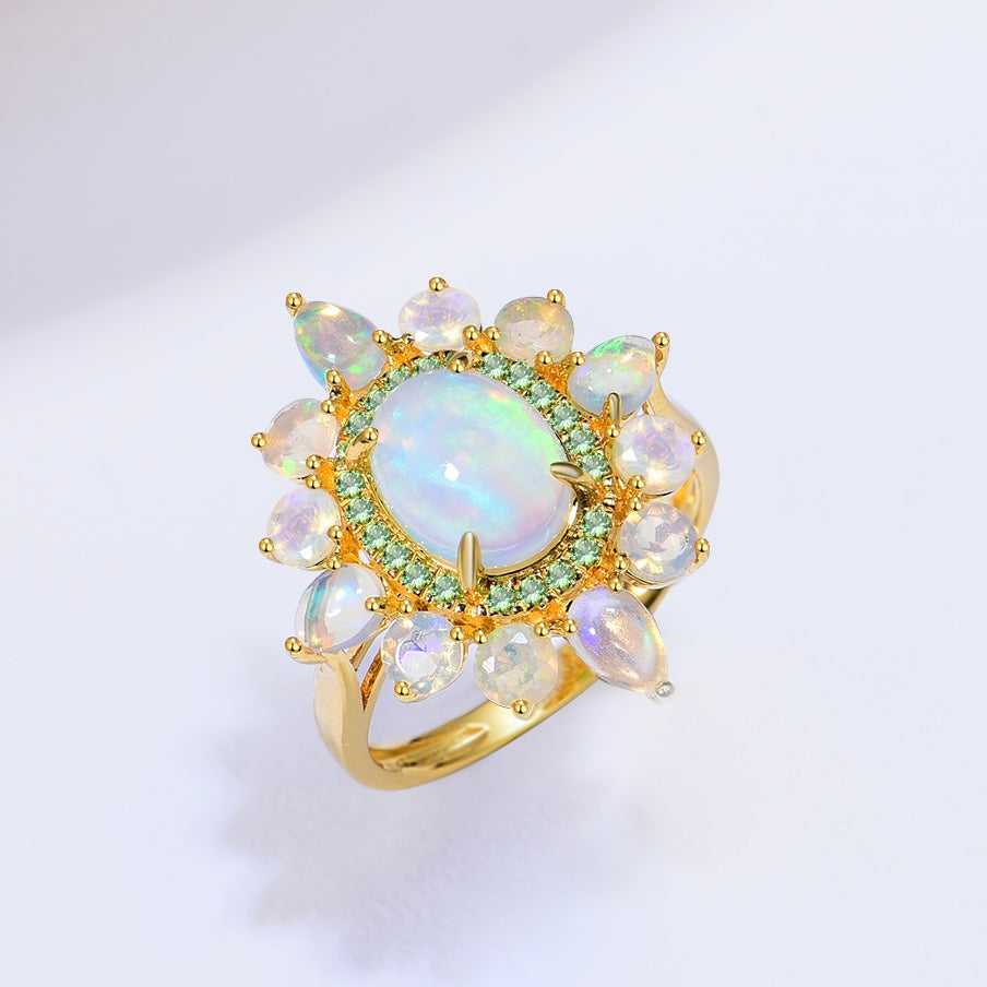 Opal Tsavorite Cocktail Ring