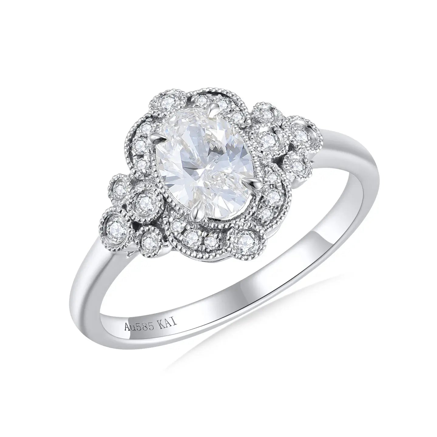 Shield of Love Lab Grown Diamond Ring 14k white gold or sterling silver