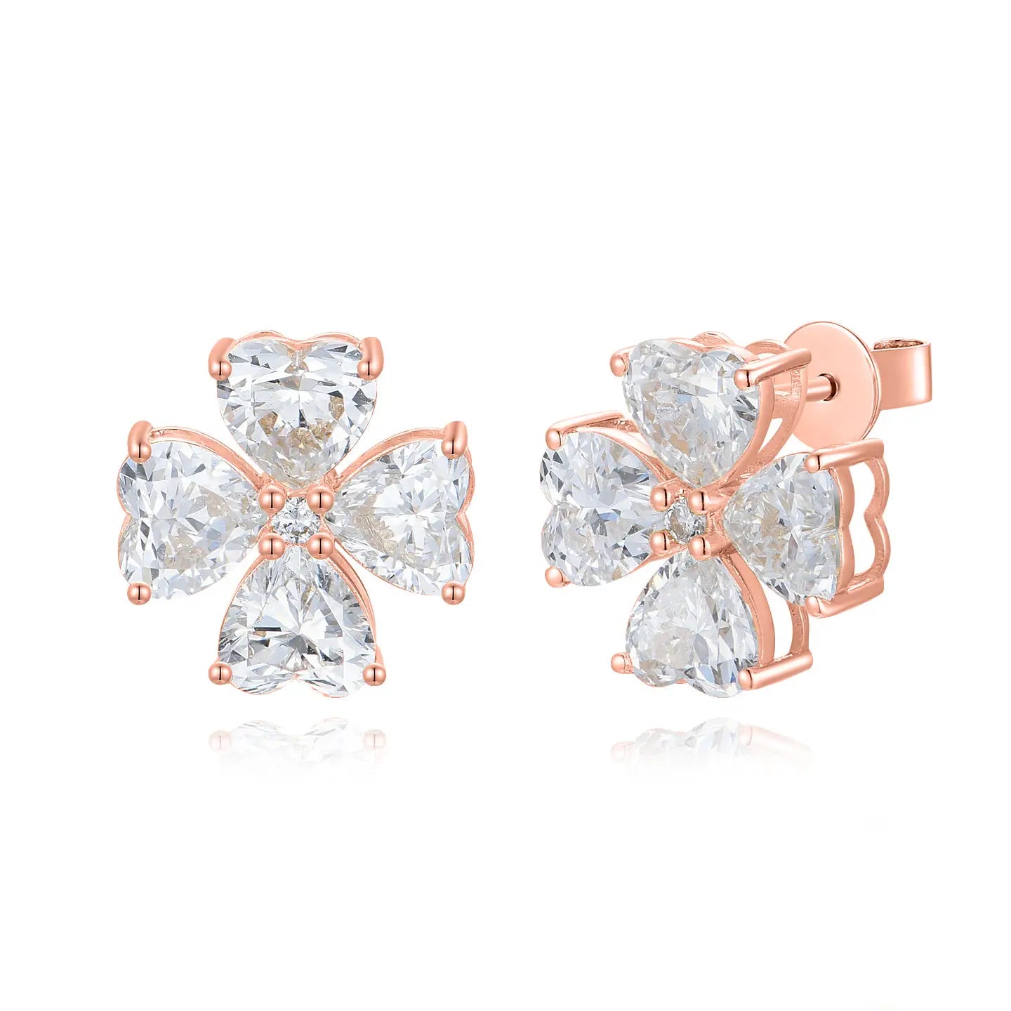 Felicia Lab Grown Diamond Clover Earrings 14k rose gold
