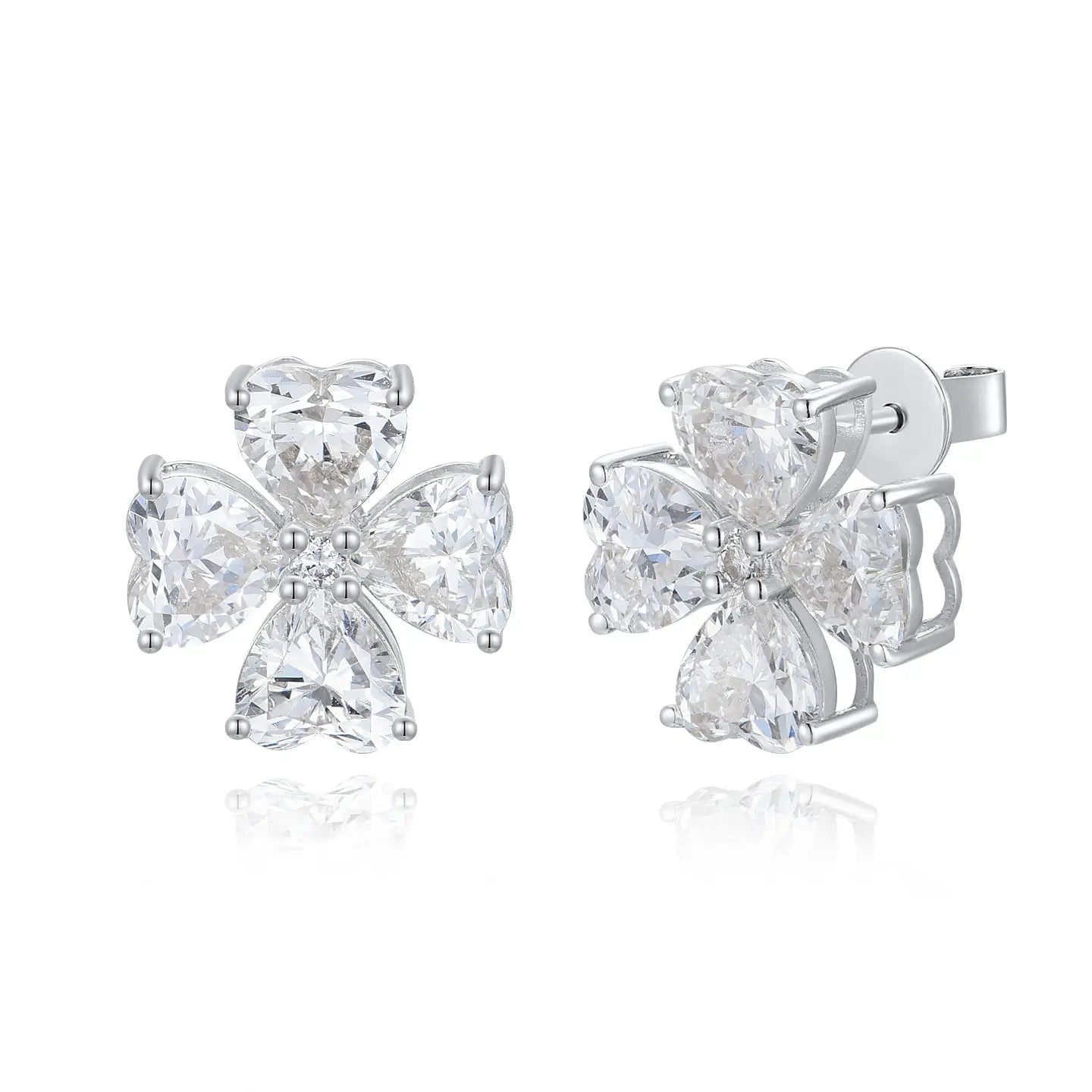 Felicia Lab Grown Diamond Clover Earrings 14k white gold