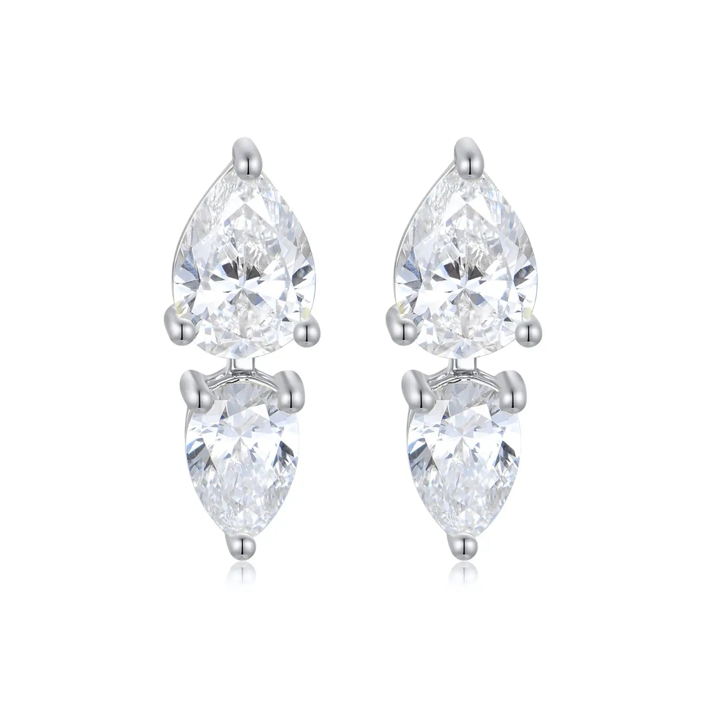Venus Tears Duo Pear Lab Grown Diamond Earrings 14k white gold