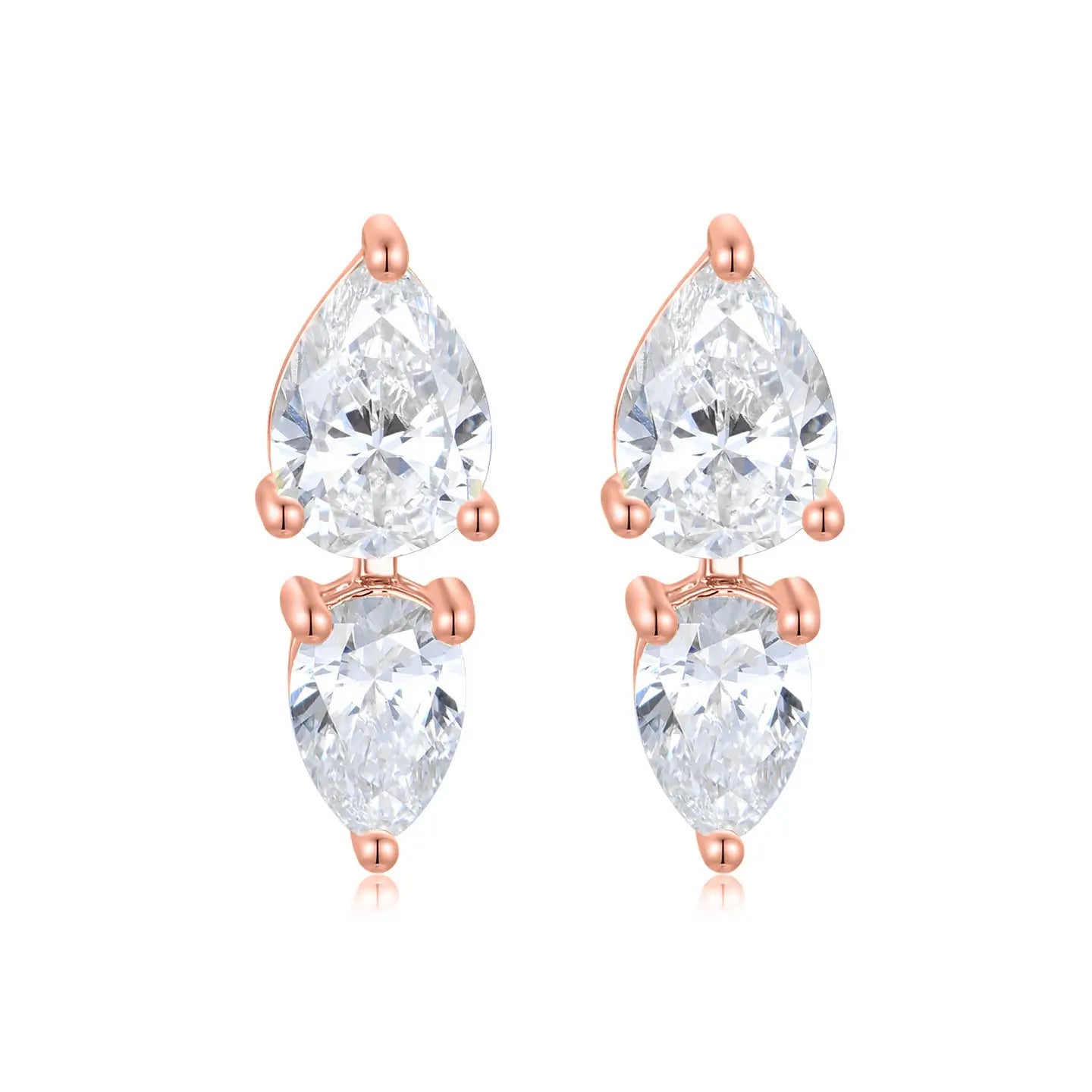 Venus Tears Duo Pear Lab Grown Diamond Earrings 14k rose gold