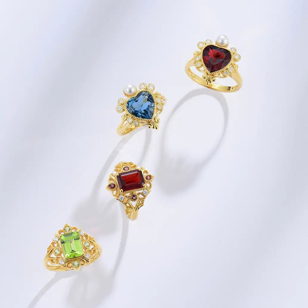 natural gems 14k solid gold ring collection