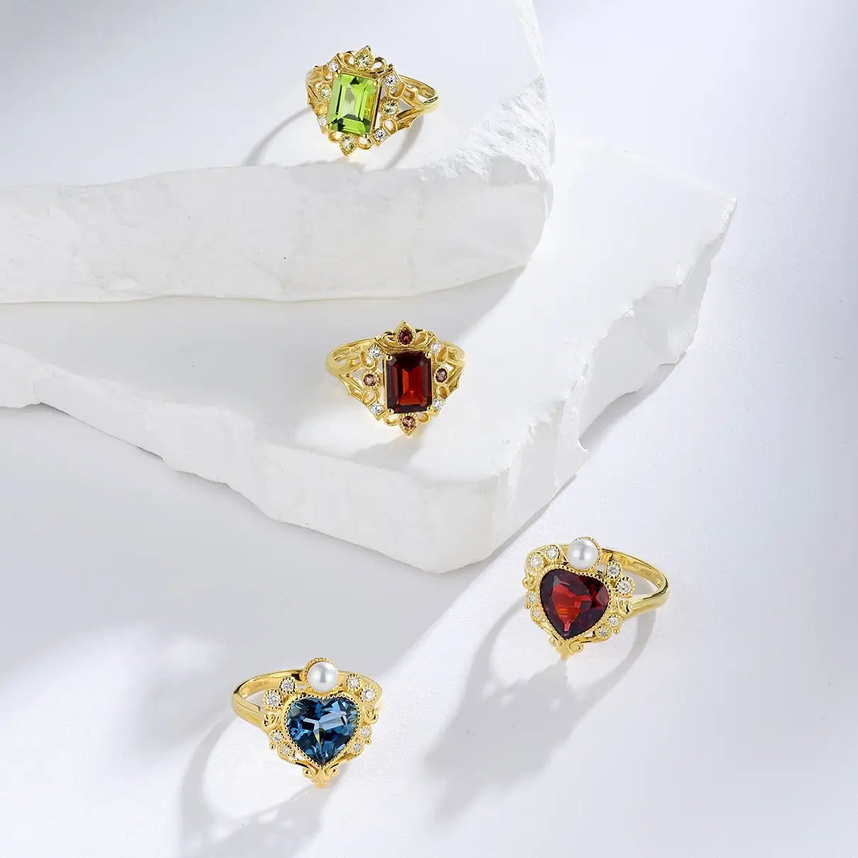 natural gemstone 14k solid gold ring collection