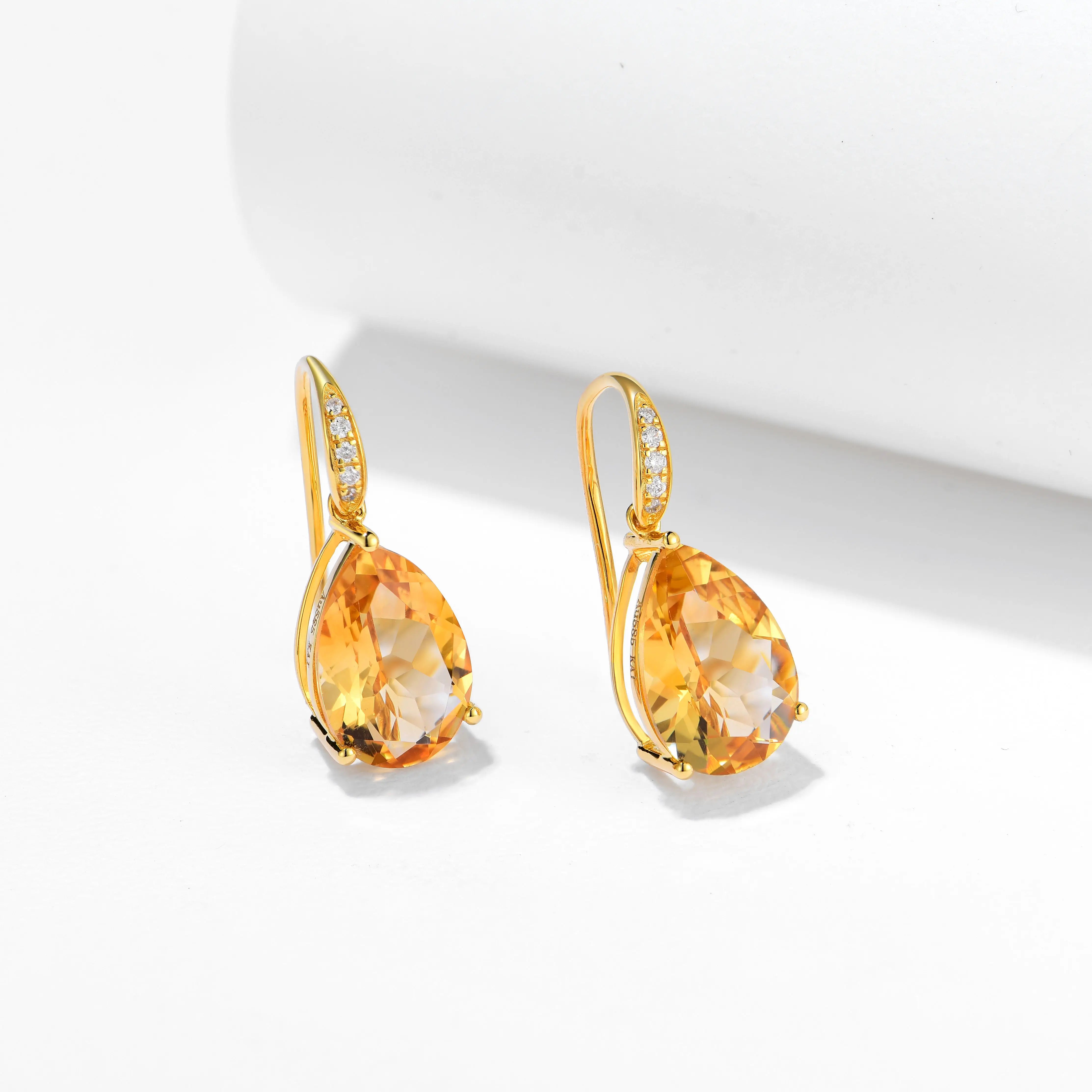 Radiant Pear Citrine Diamond Baroque Pearl Convertible Drop Earrings
