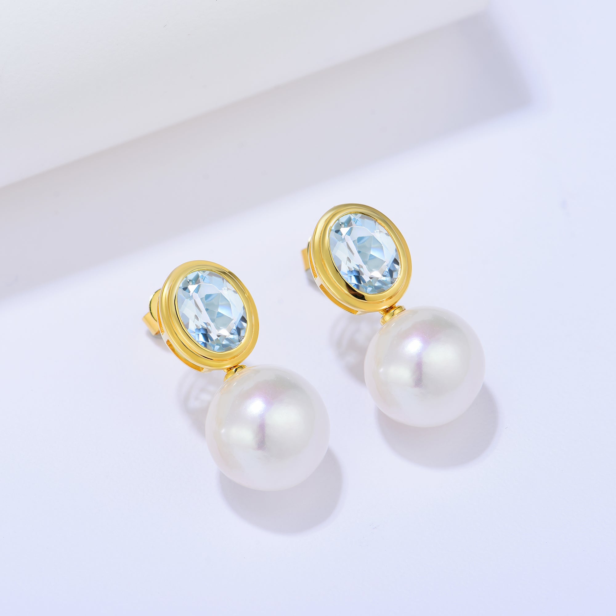 Bella Oval Aquamarine Pearl Convertible Drop Earrings