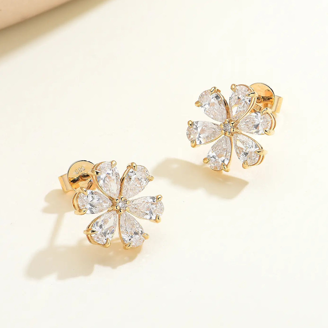 Flora Blossom Lab Grown Diamond Earrings 14k yellow gold