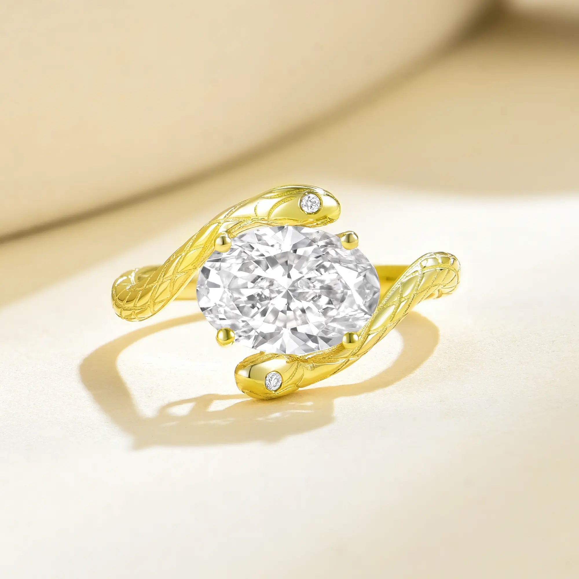 Snake Protection Oval Lab-Grown Diamond East-West Ring