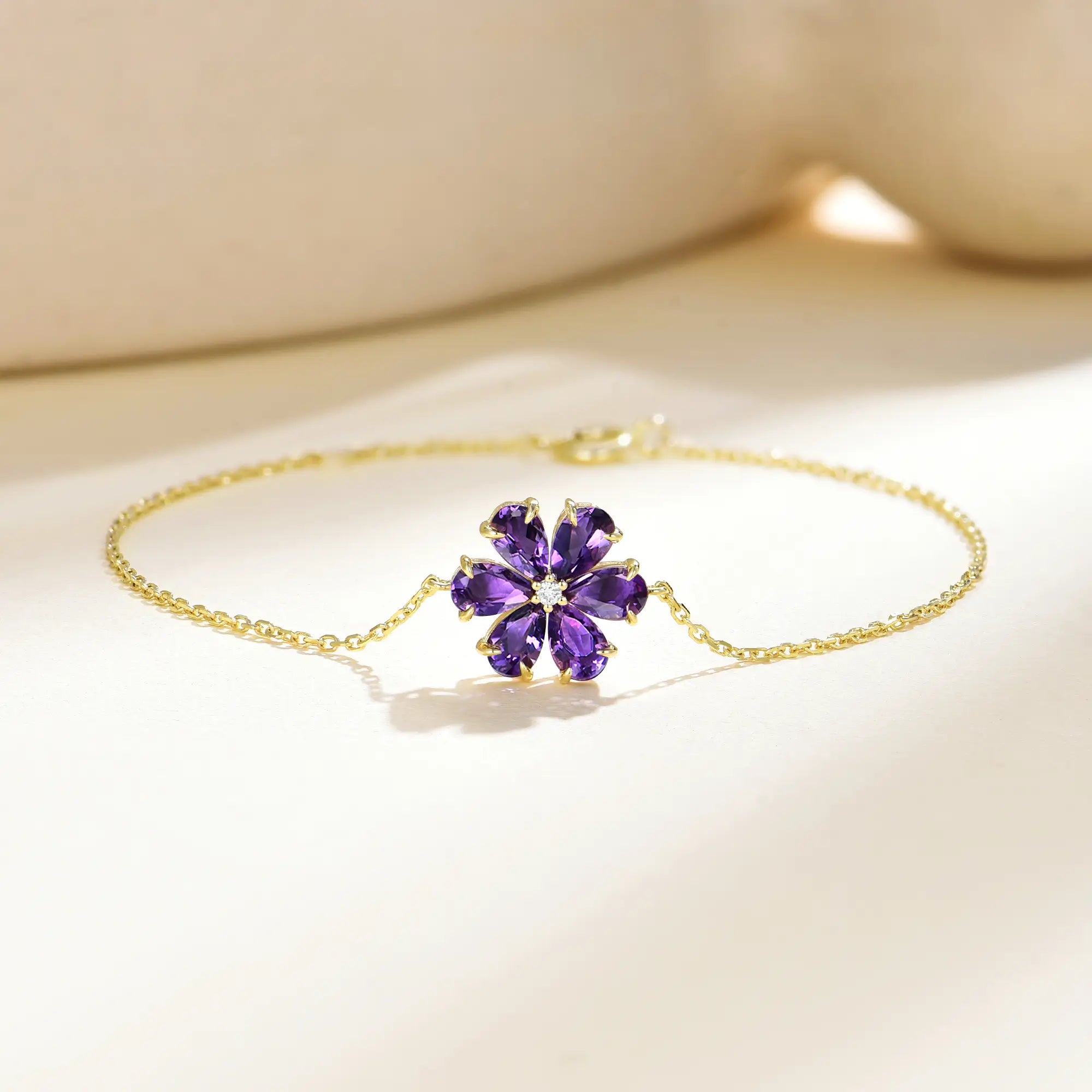 Flora Amethyst Diamond Flower Bracelet