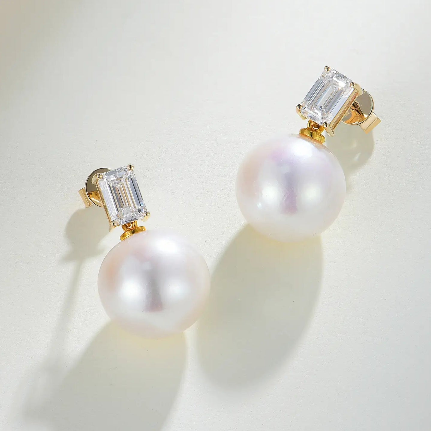 Fortune Lab Grown Diamond 8-9mm Pearl Convertible Drop Earrings 14k yellow gold