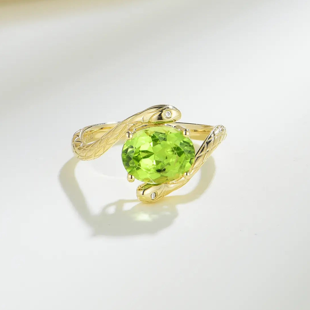 gold natural peridot ring