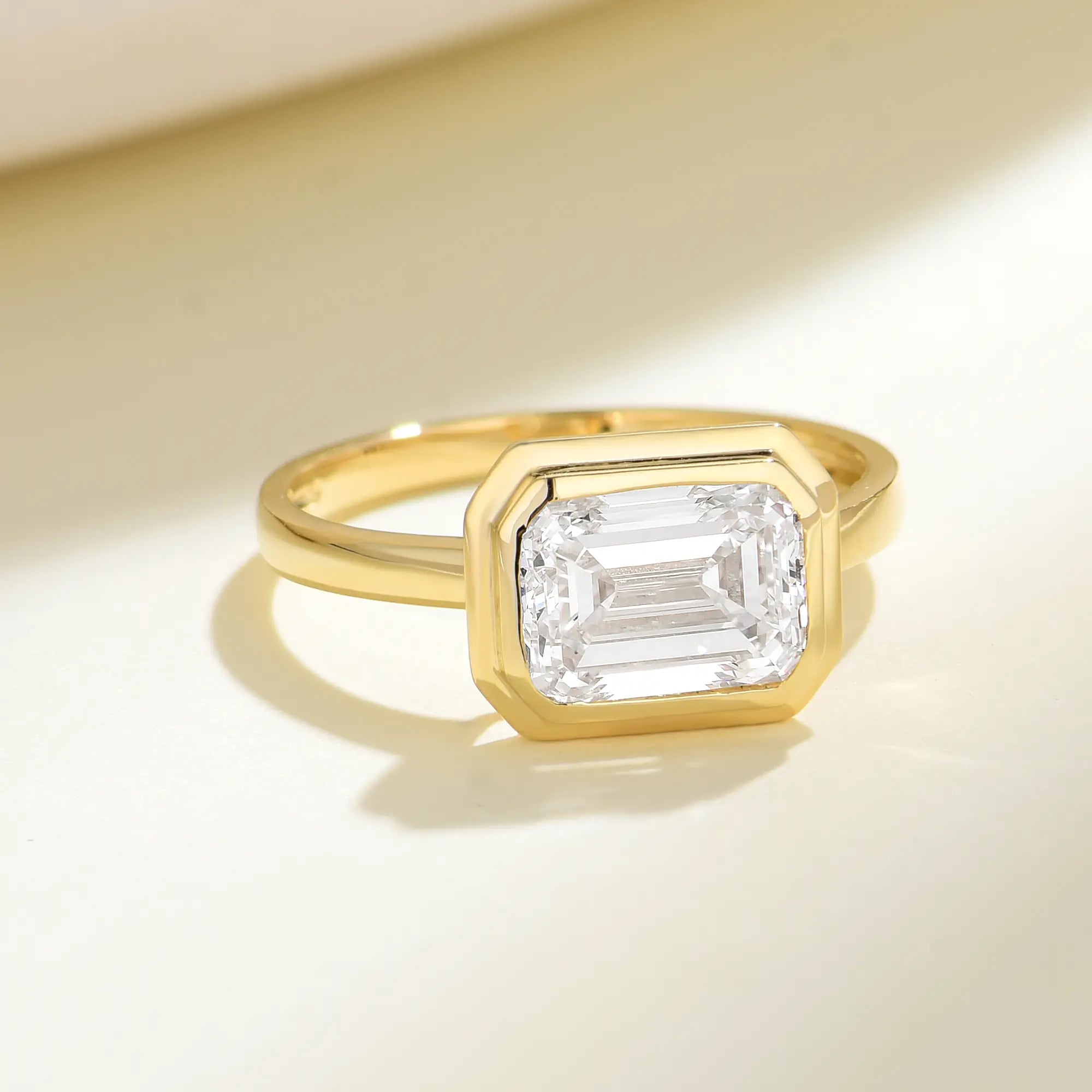 Bella East-West 2.00ctw Emerald-Cut Lab Grown Diamond Ring 14k yellow gold