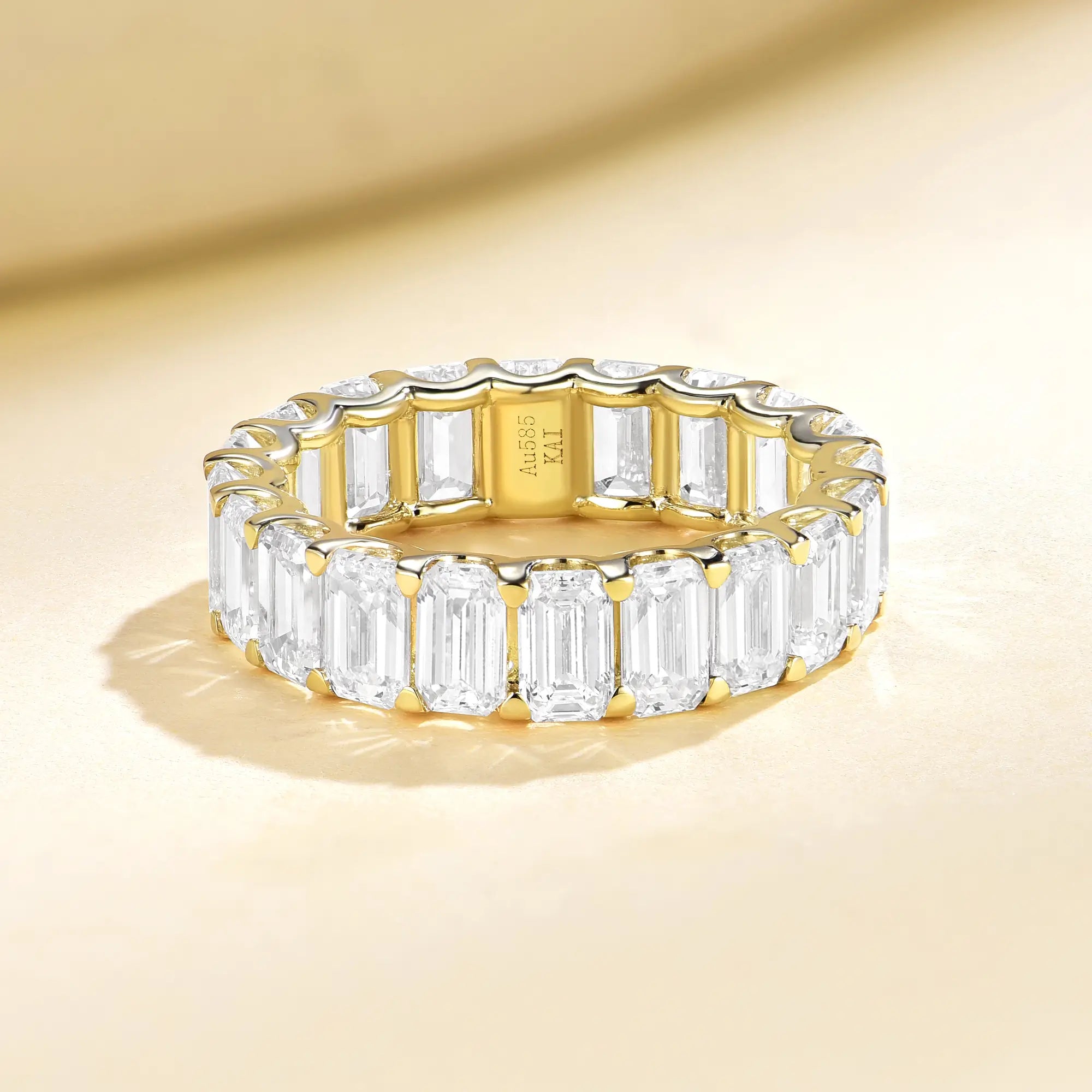Kai Fine Jewelry 5.00ct Emerald-Cut Lab Grown Eternity Ring in 14k yellow gold