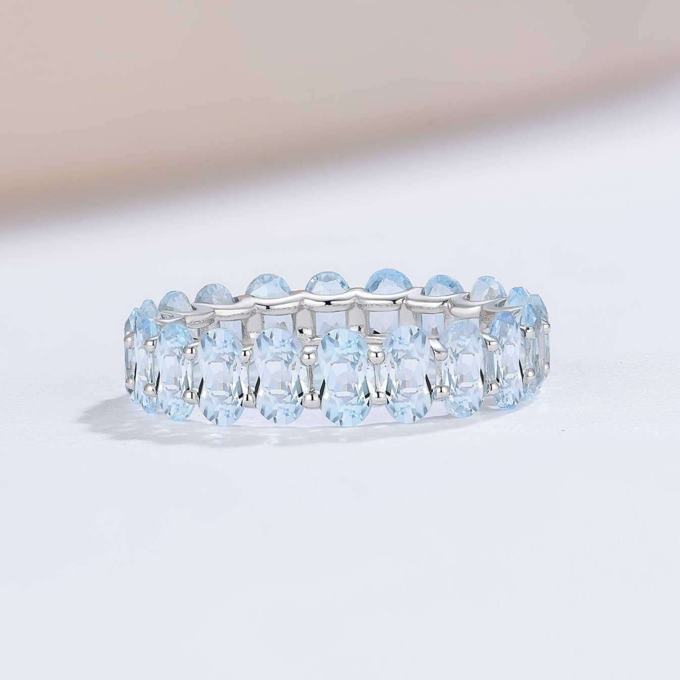 Nora Oval Aquamarine Eternity Ring