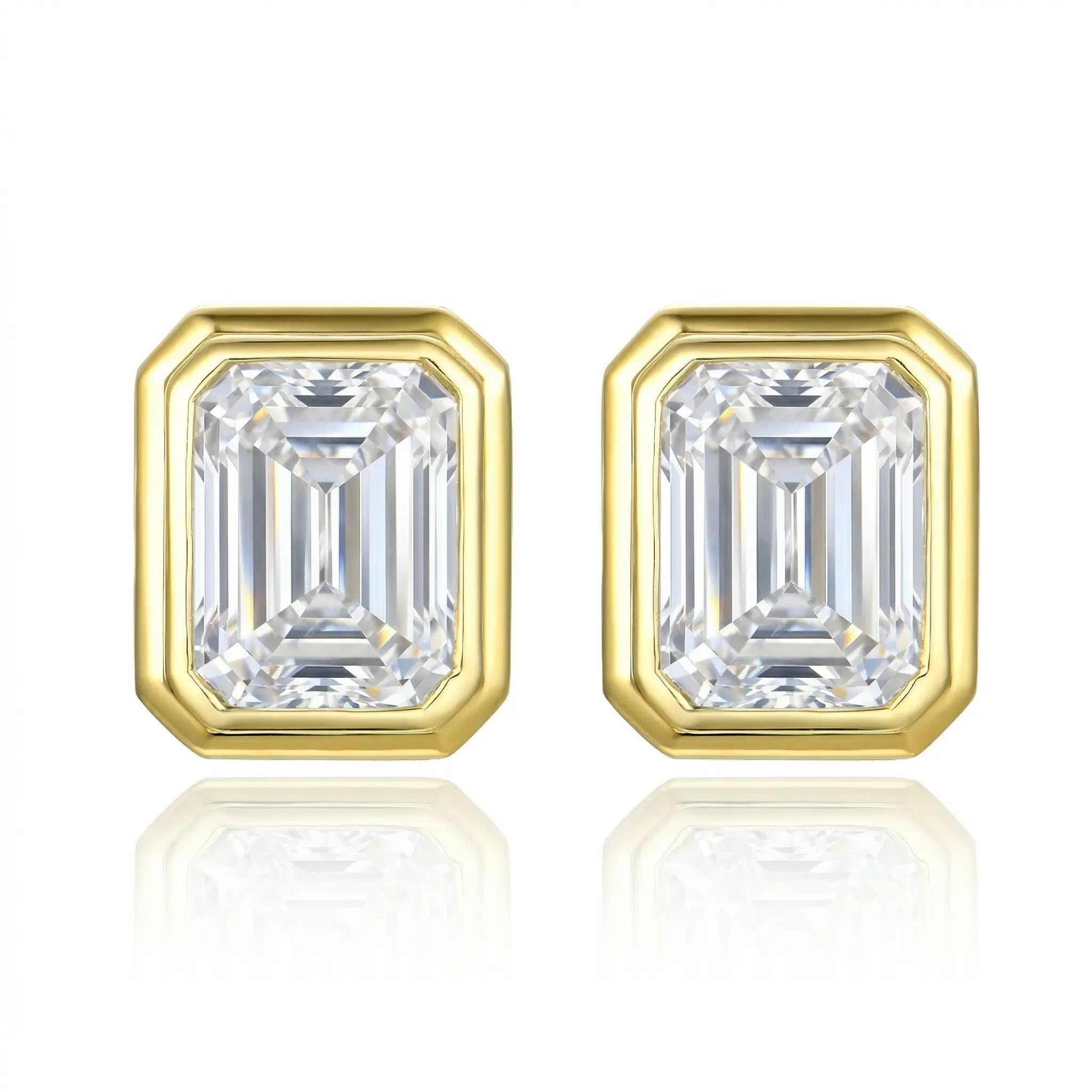 Bella 4.00ct Emerald-Cut Lab Grown Diamond Earrings 14k yellow gold