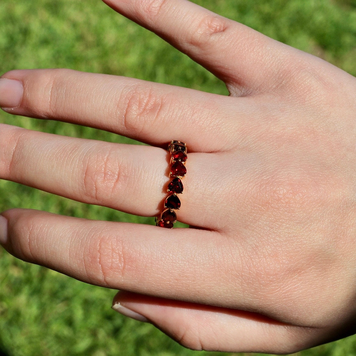 Nora Heart Garnet Eternity Ring