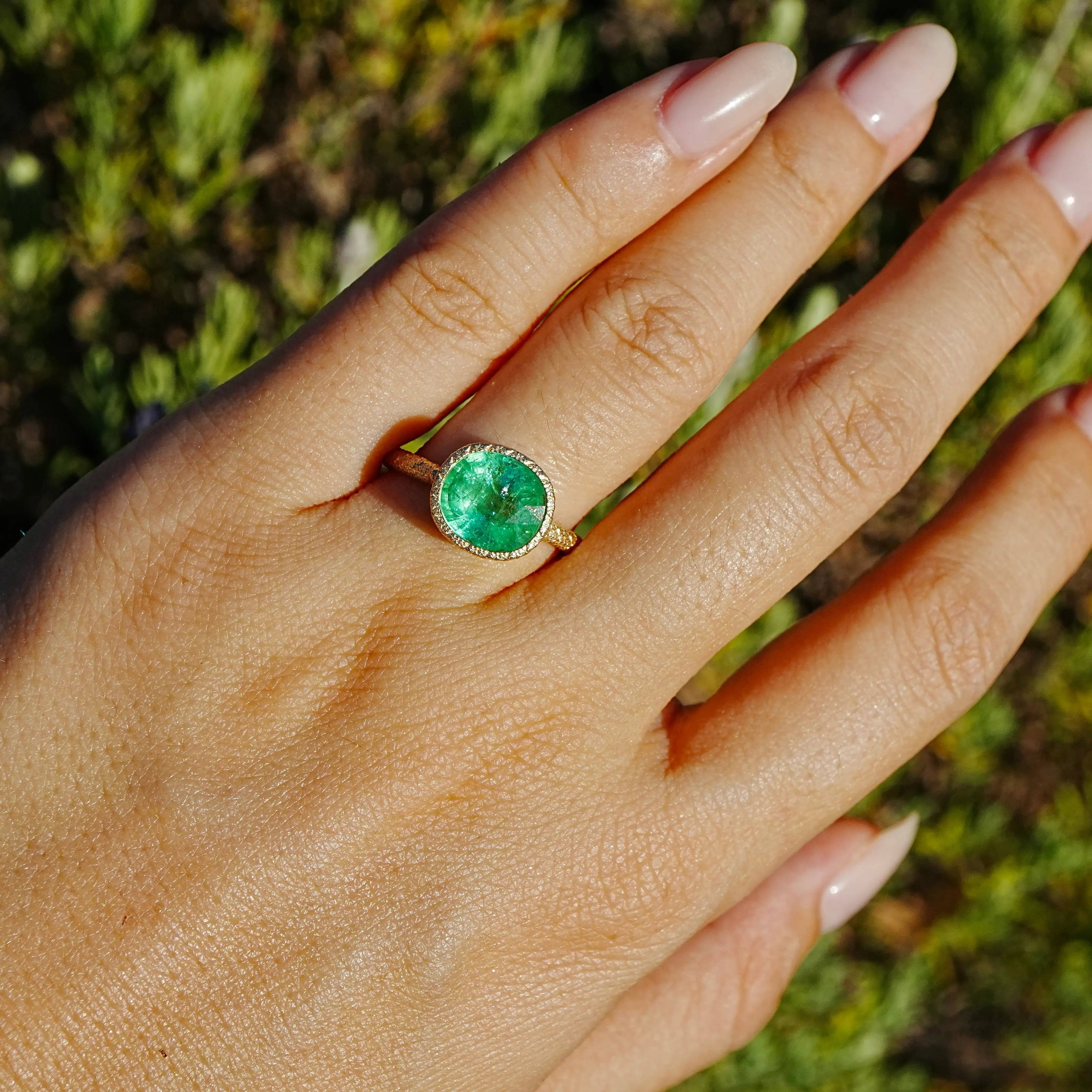 14k yellow gold Aria Arch 2.95ct Natural Green Tourmaliine Ring (One-of-a-Kind) in size 7