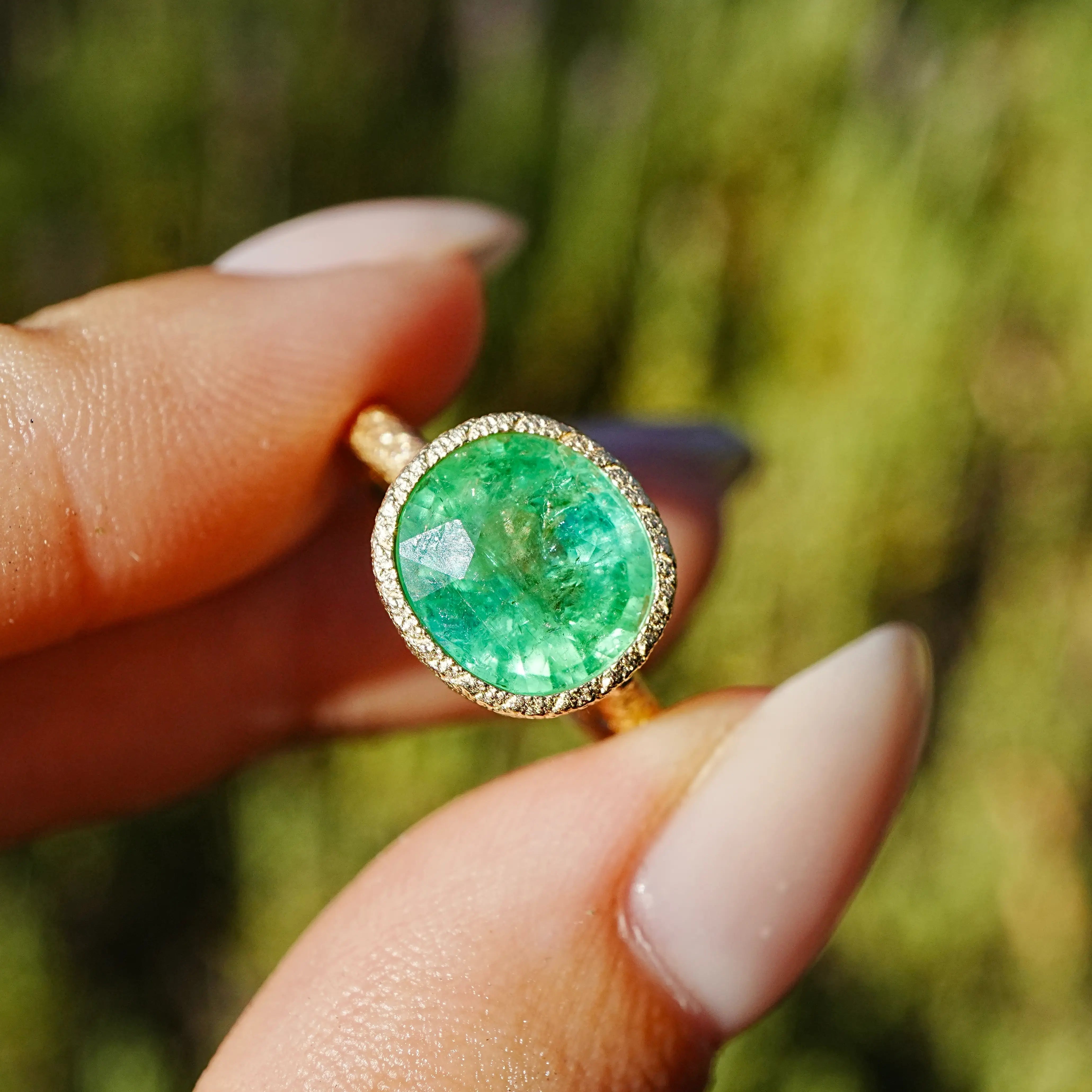 14k yellow gold Aria Arch 2.95ct Natural Green Tourmaliine Ring (One-of-a-Kind) in size 7