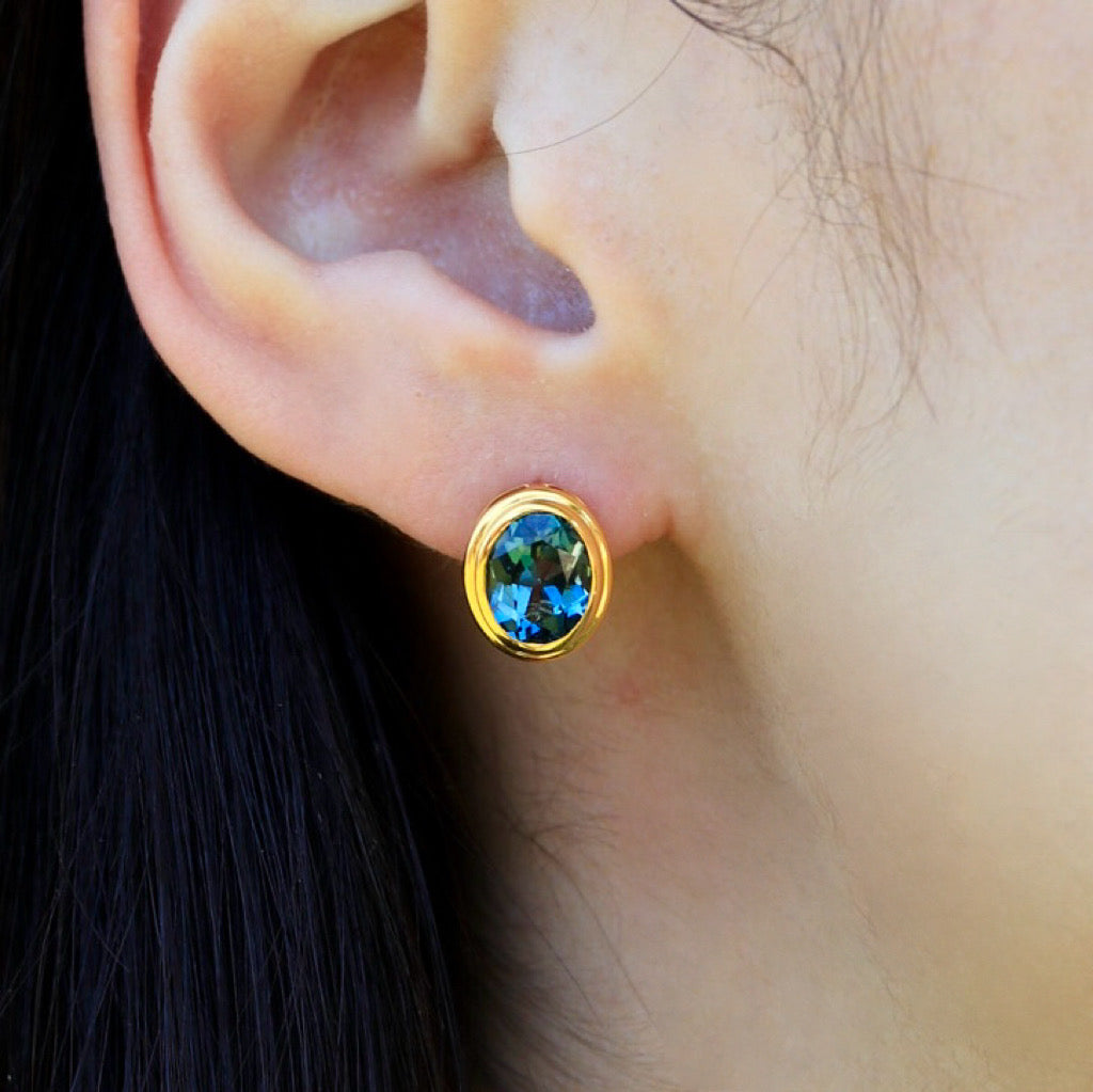 Bella Oval Topaz Earrings