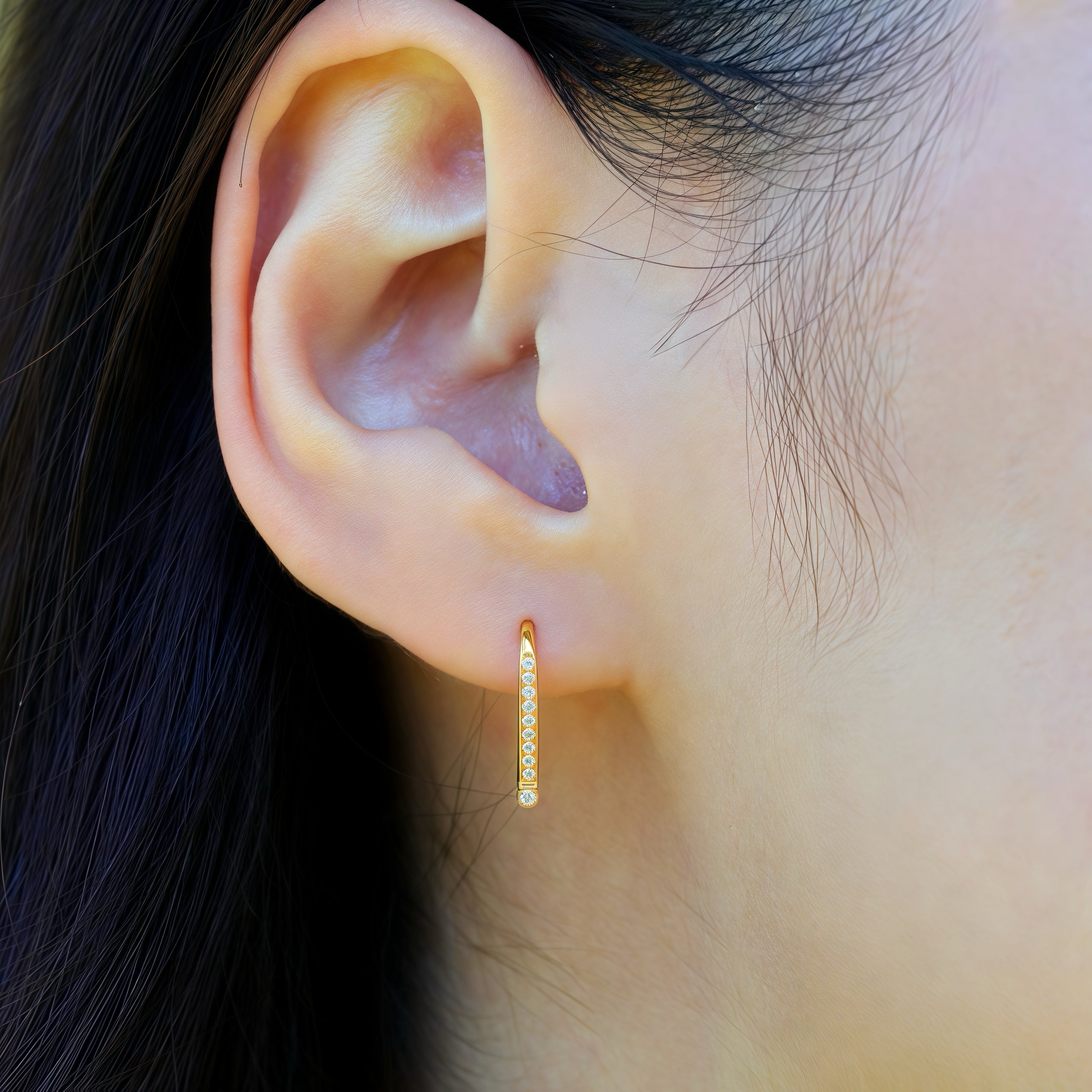 Natural Diamond Convertible Hook Earrings 14k Yellow Gold