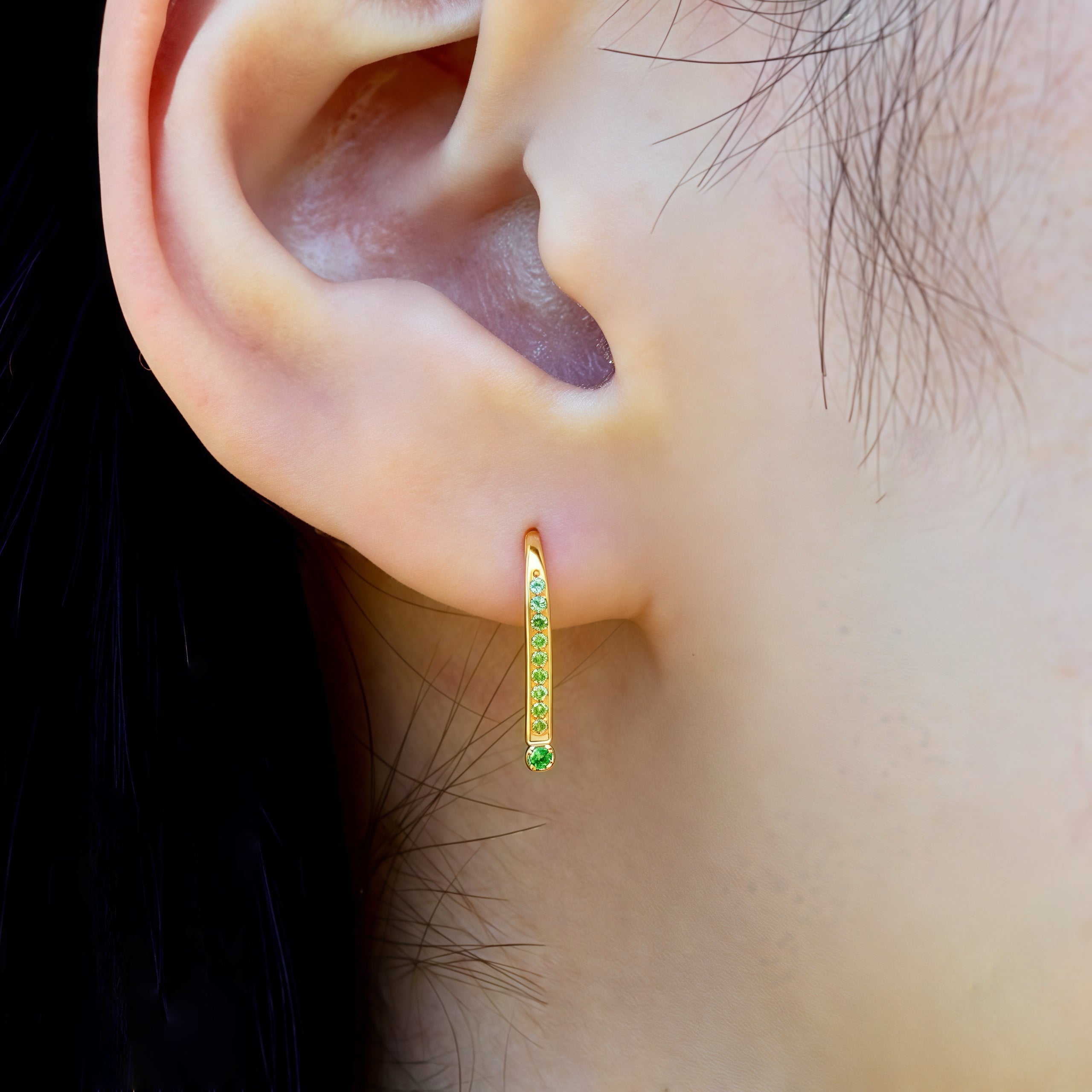 Natural Green Tsavorite Convertible Hook Earrings 14k Solid Yellow Gold