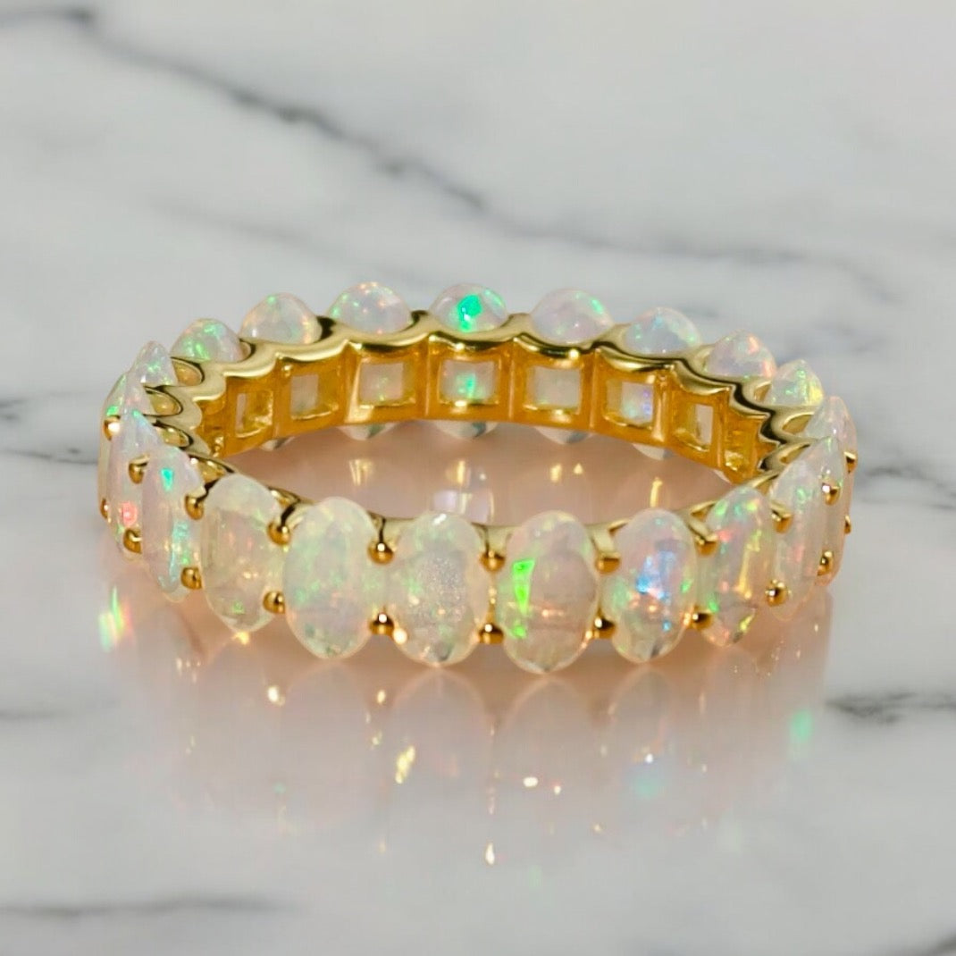 Nora Oval Fire Opal Eternity Ring