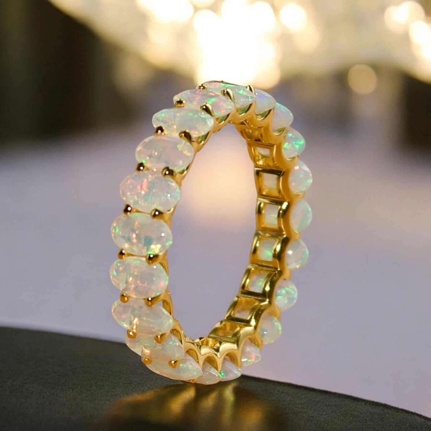 Nora Oval Fire Opal Eternity Ring