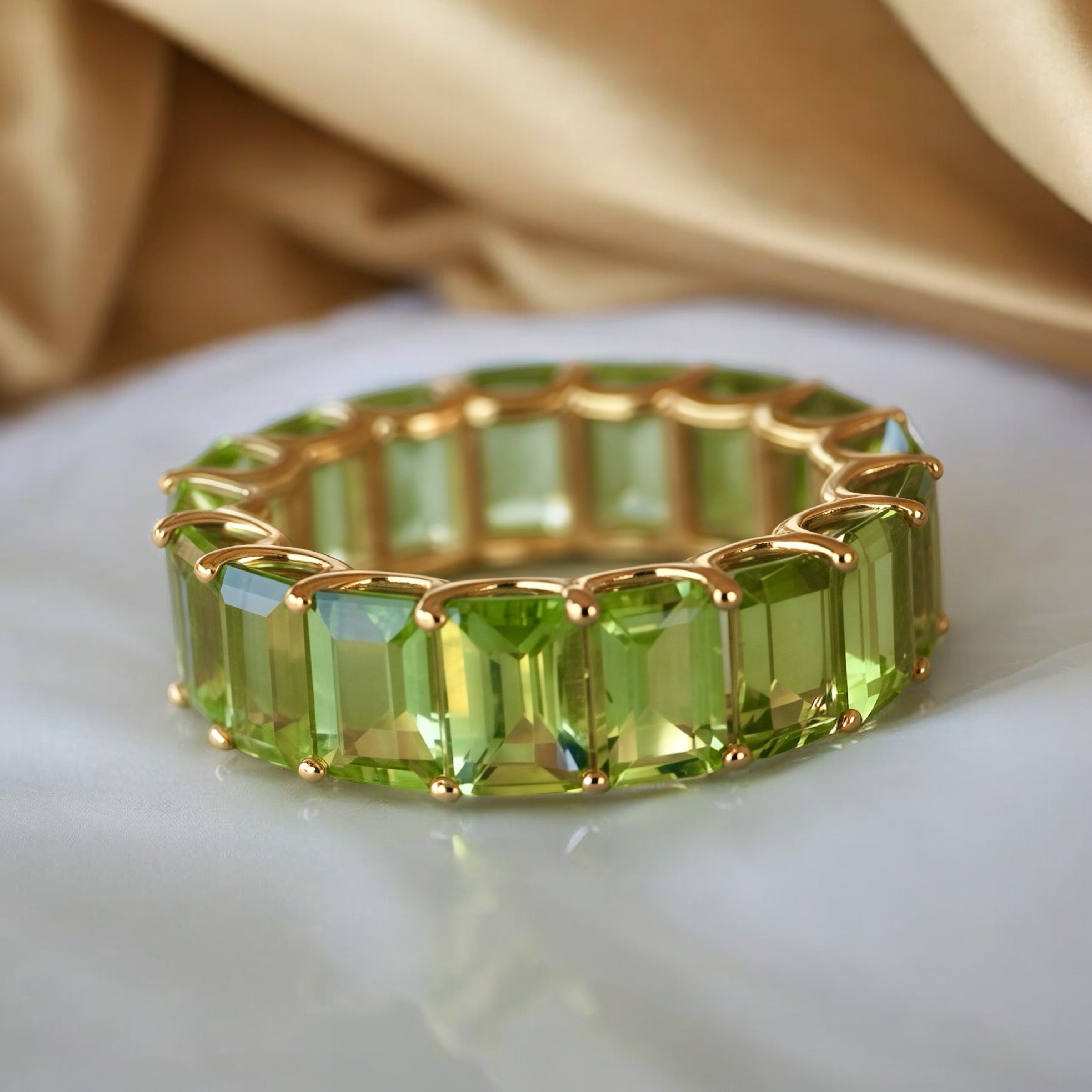 Nora Emerald-Cut Peridot Eternity Ring