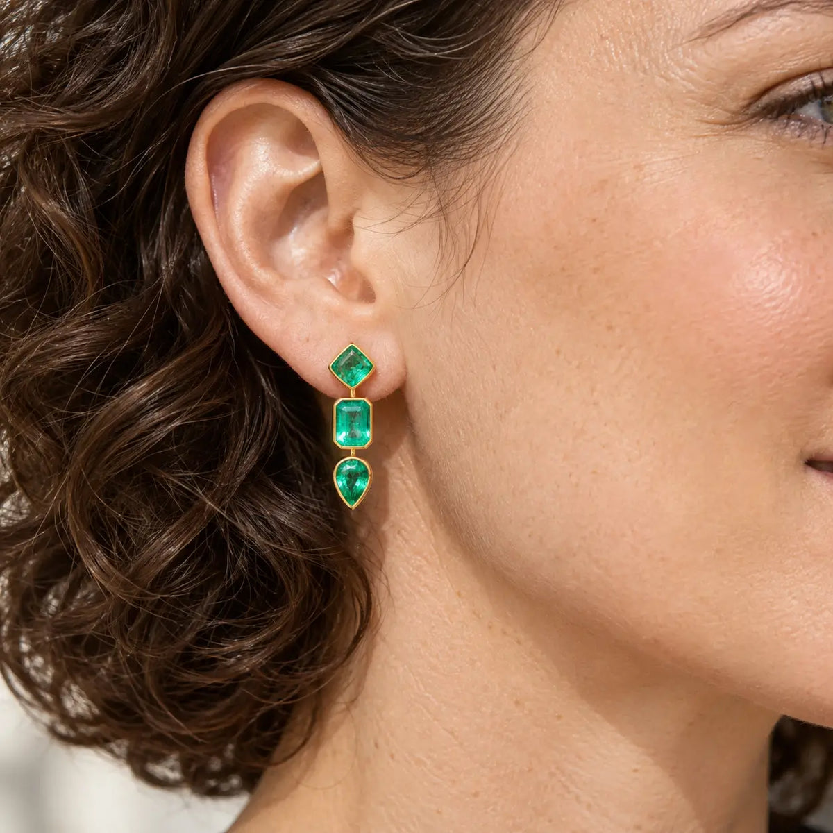 14k yellow gold The Garland AIGS Certified 4.63 ctw Natural Emerald Drop Earrings (One-of-a-Kind)