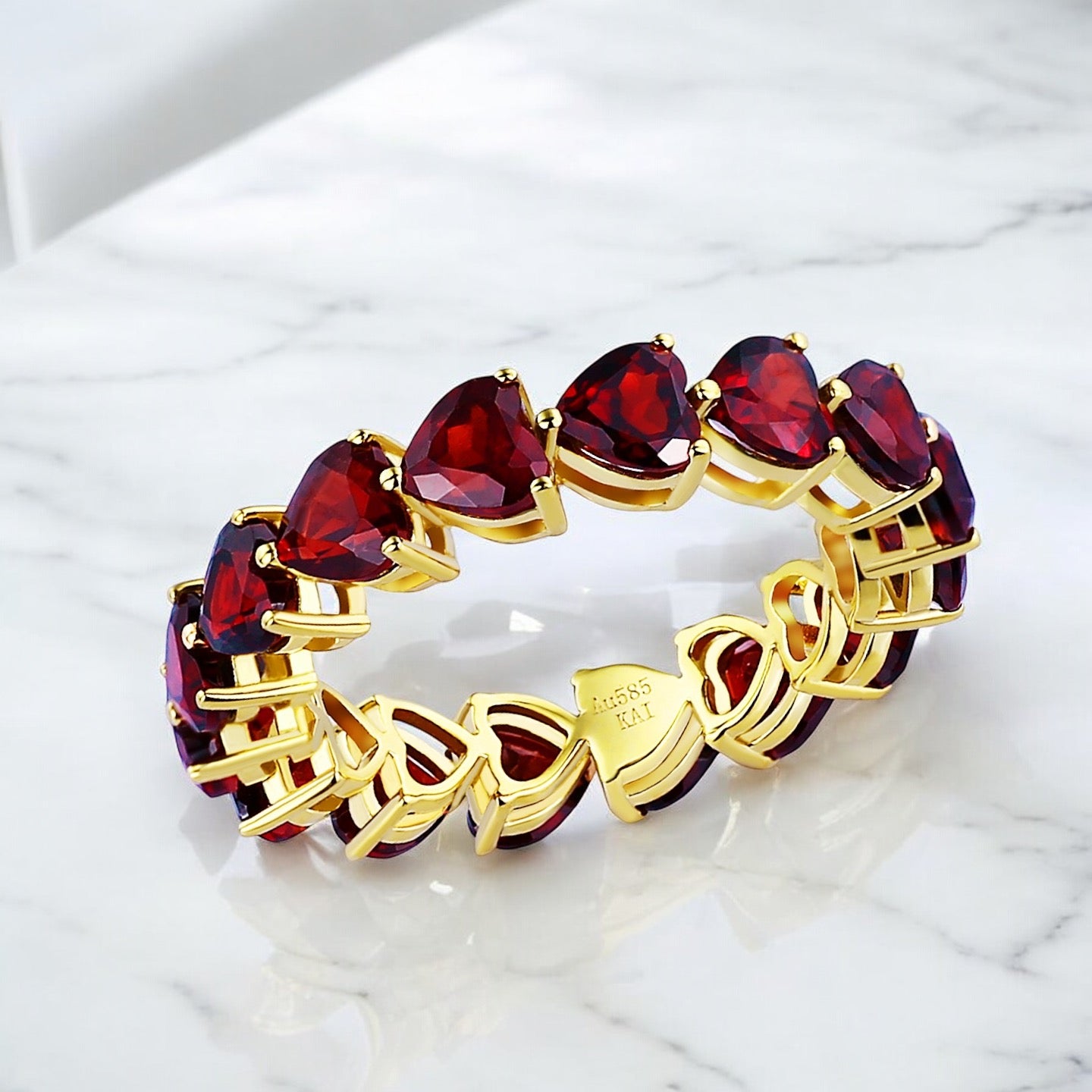Nora Heart Garnet Eternity Ring