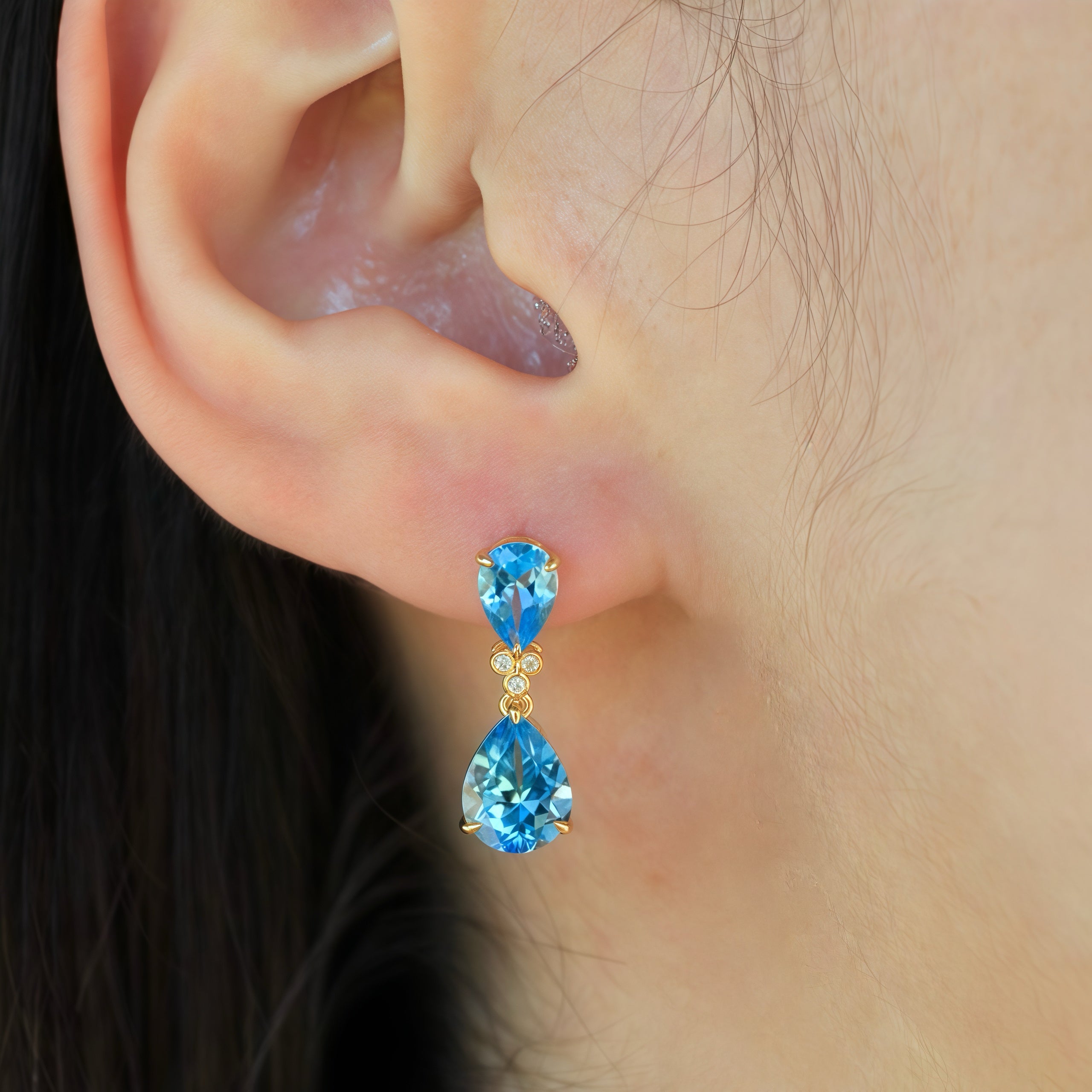 Divina Pear Topaz Diamond Pearl Convertible Drop Earrings