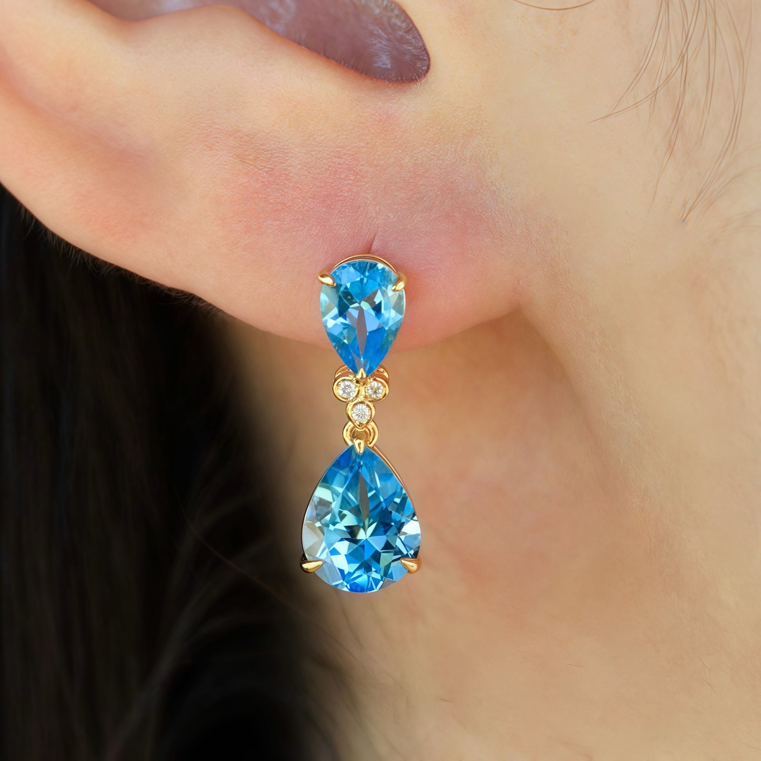 Divina Pear Topaz Diamond Pearl Convertible Drop Earrings