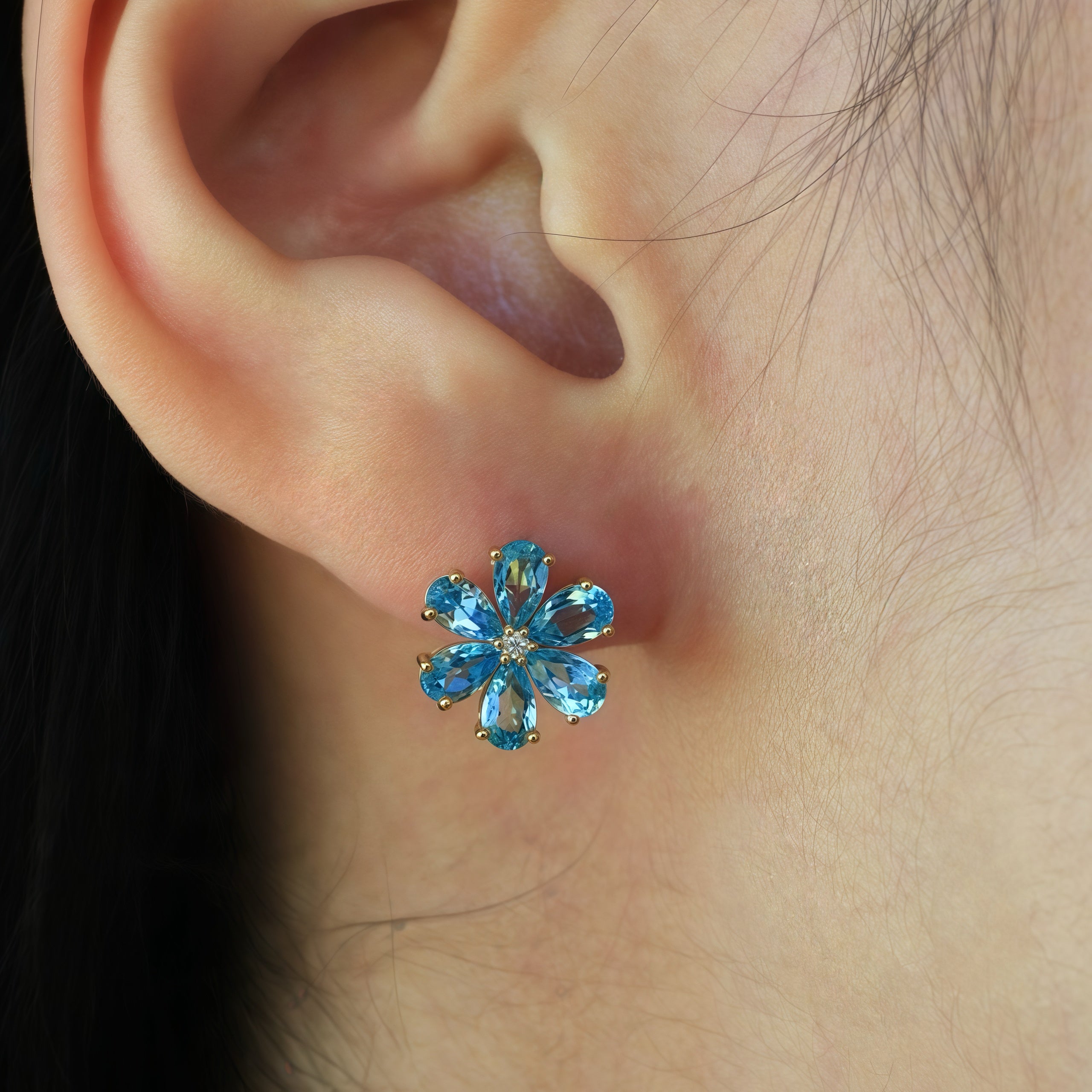 Flora Blossom Topaz Diamond Earrings