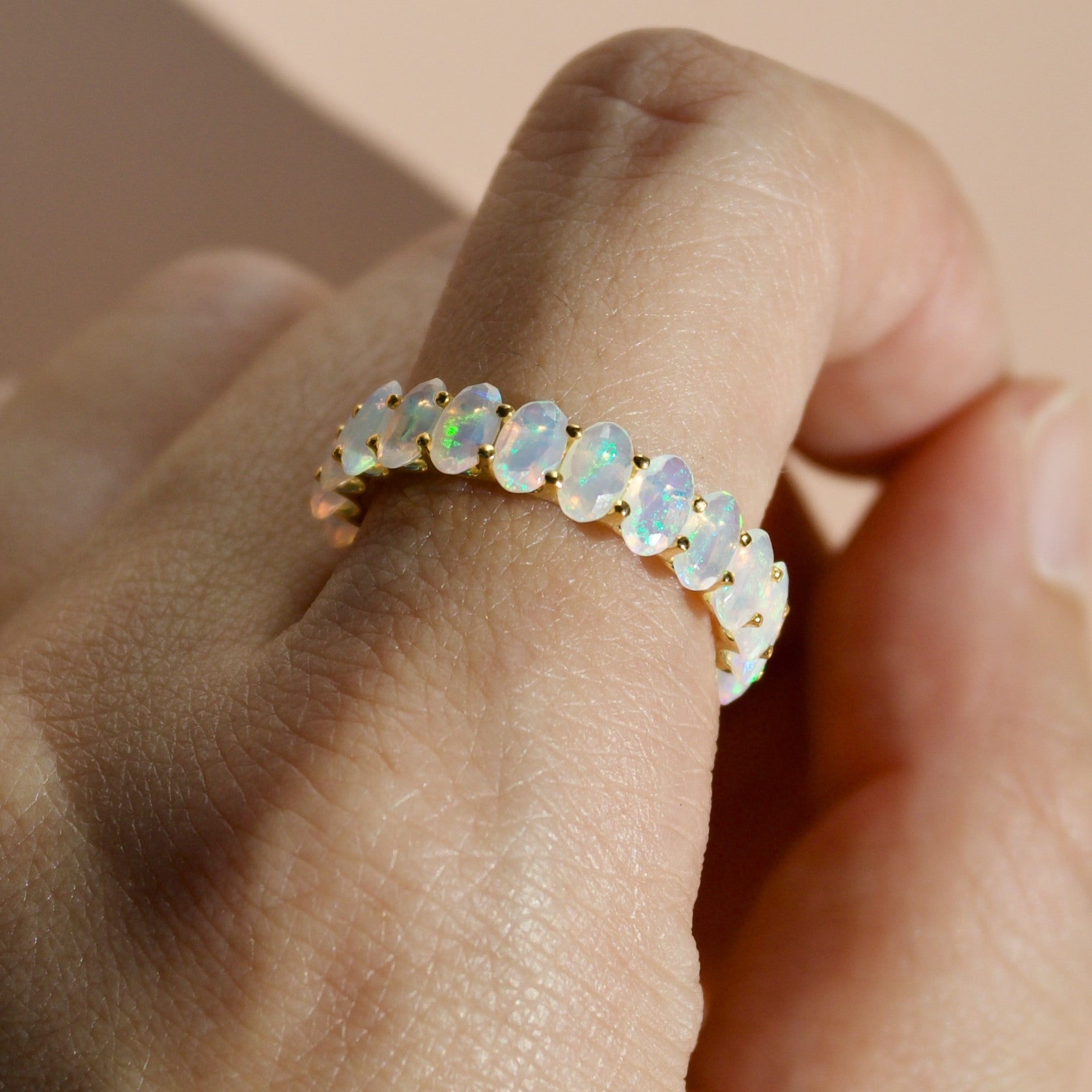 Nora Oval Fire Opal Eternity Ring