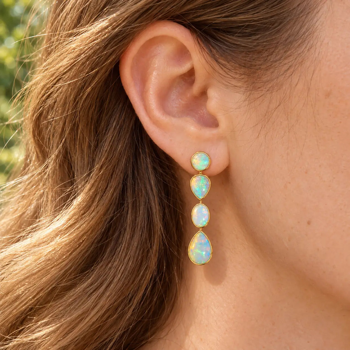 14k yellow gold The Garland 12.53 ctw Natural Opal Drop Earrings (One-of-a-Kind)