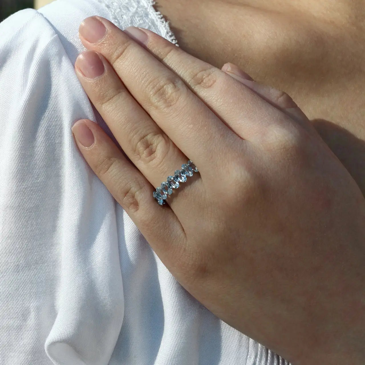 Nora Oval Aquamarine Eternity Ring