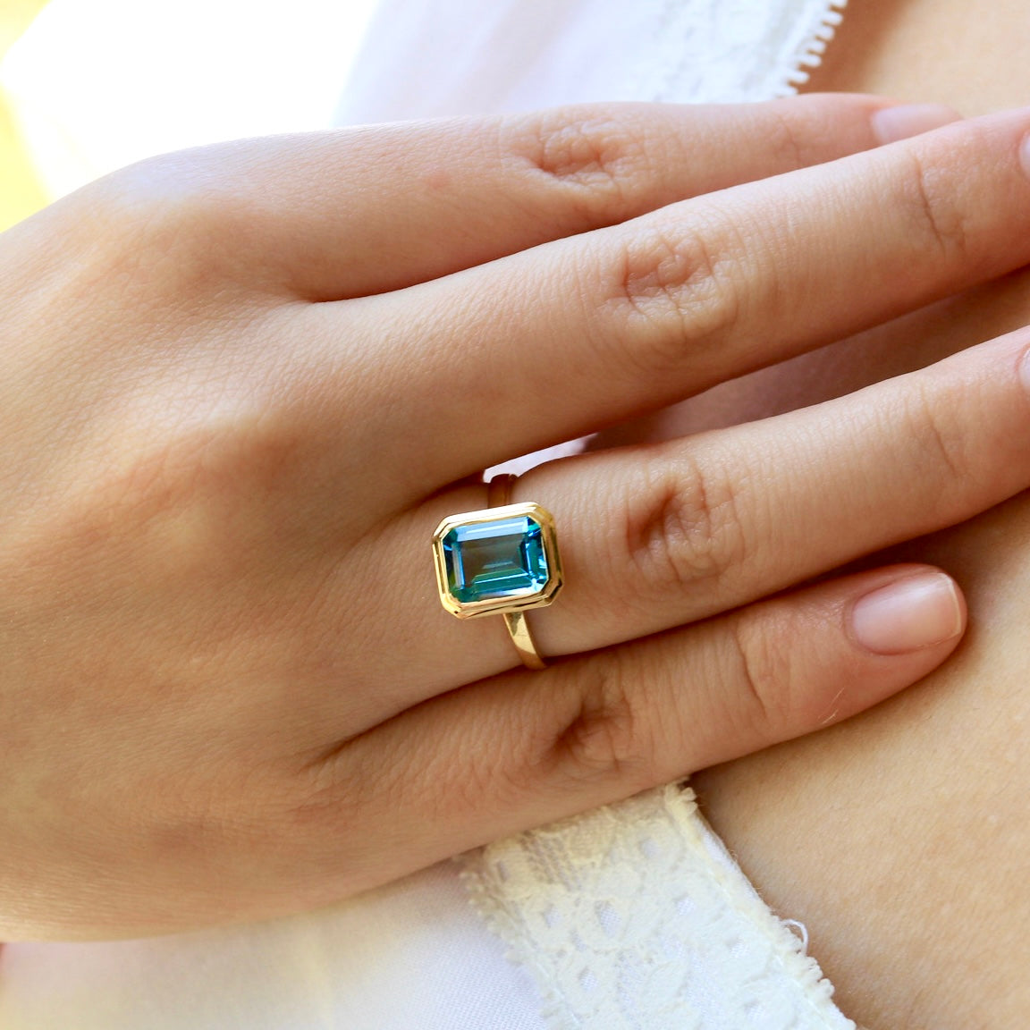 Bella Emerald-Cut Topaz Ring