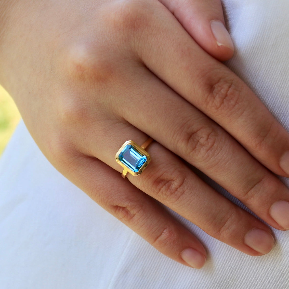 Bella Emerald-Cut Topaz Ring