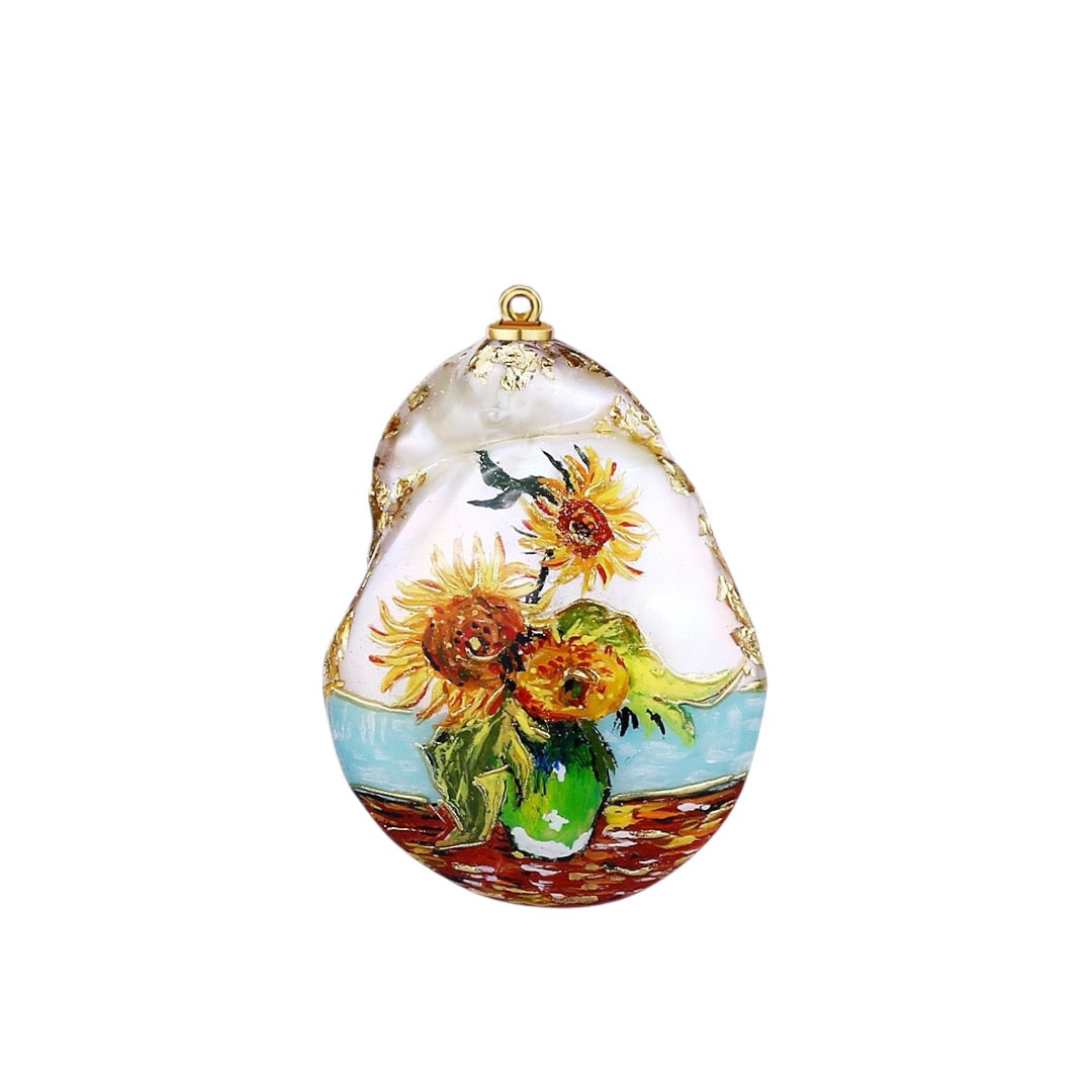 Hand-Painted Sunflowers Baroque Pearl Enhancers