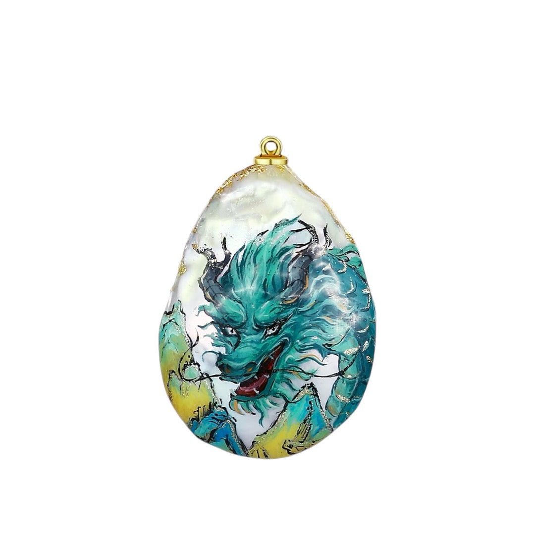 Hand-Painted Dragon and Phoenix Baroque Pearl Enhancers