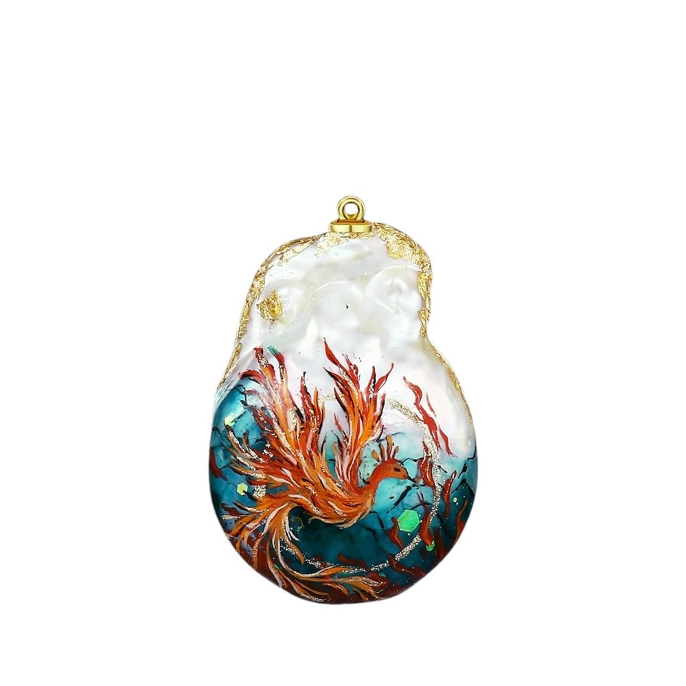 Hand-Painted Dragon and Phoenix Baroque Pearl Enhancers