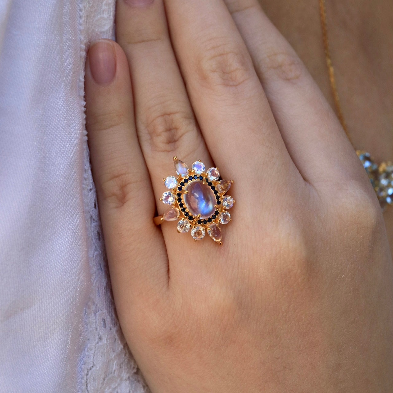Moonstone Sapphire Cocktail Ring