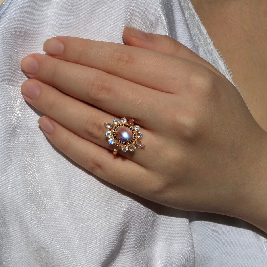 Moonstone Sapphire Cocktail Ring