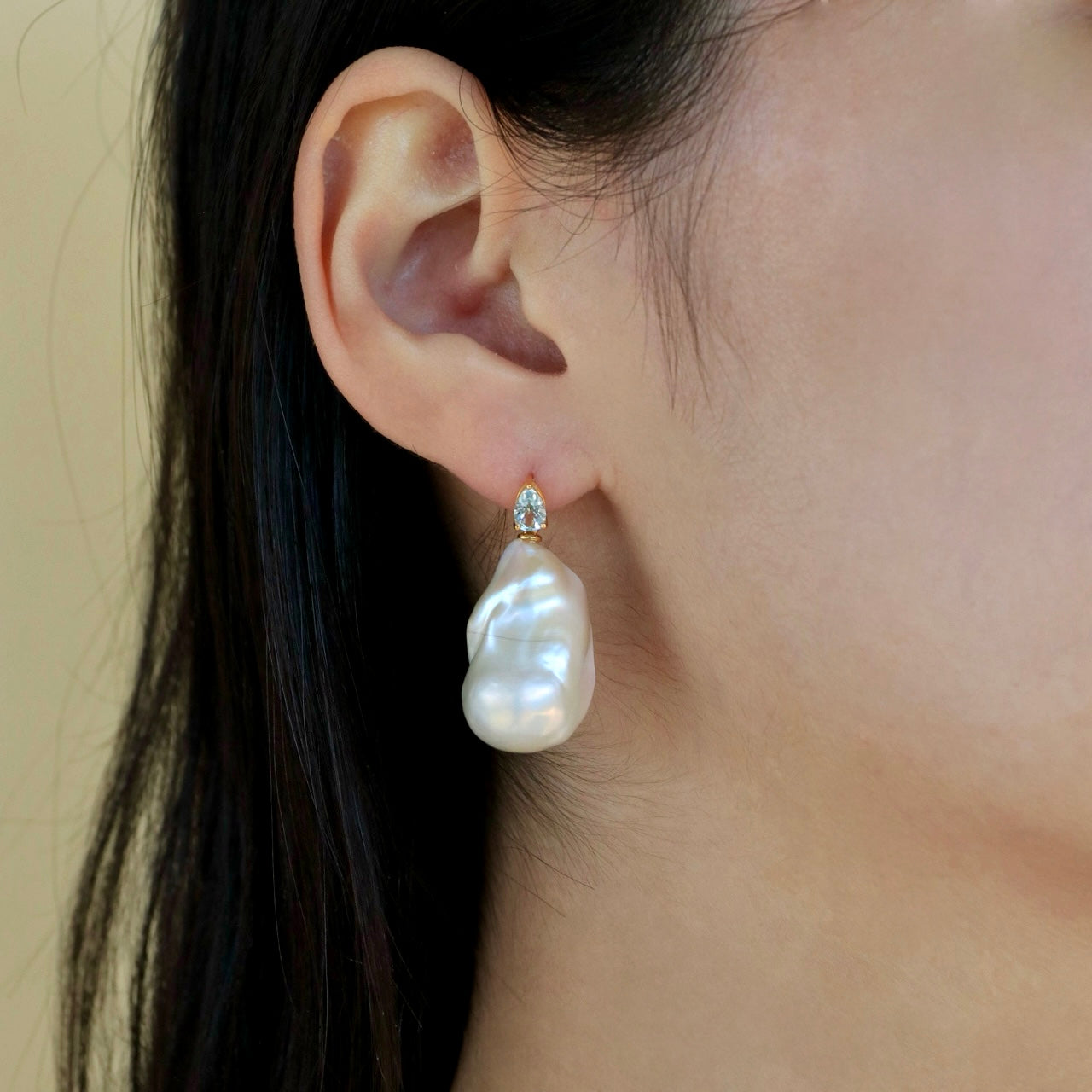 Venus Tears Aquamarine Baroque Pearl Convertible Drop Earrings