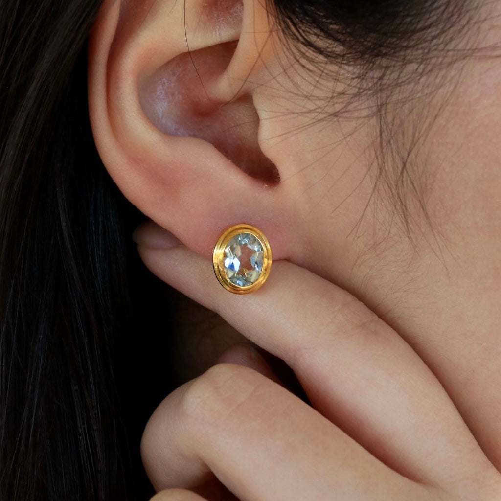 Bella Oval Aquamarine Pearl Convertible Drop Earrings