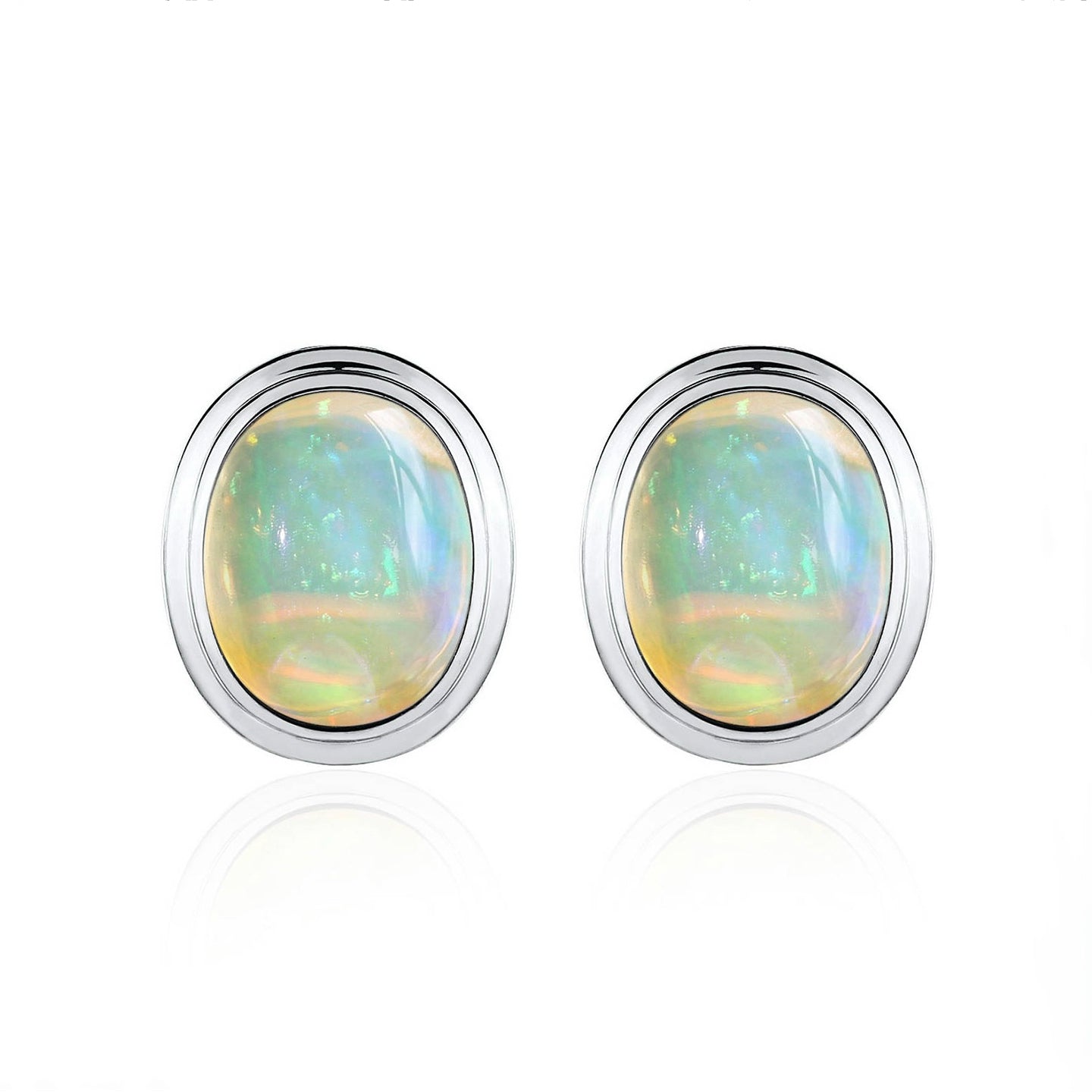 Bella Oval Opal Earrings